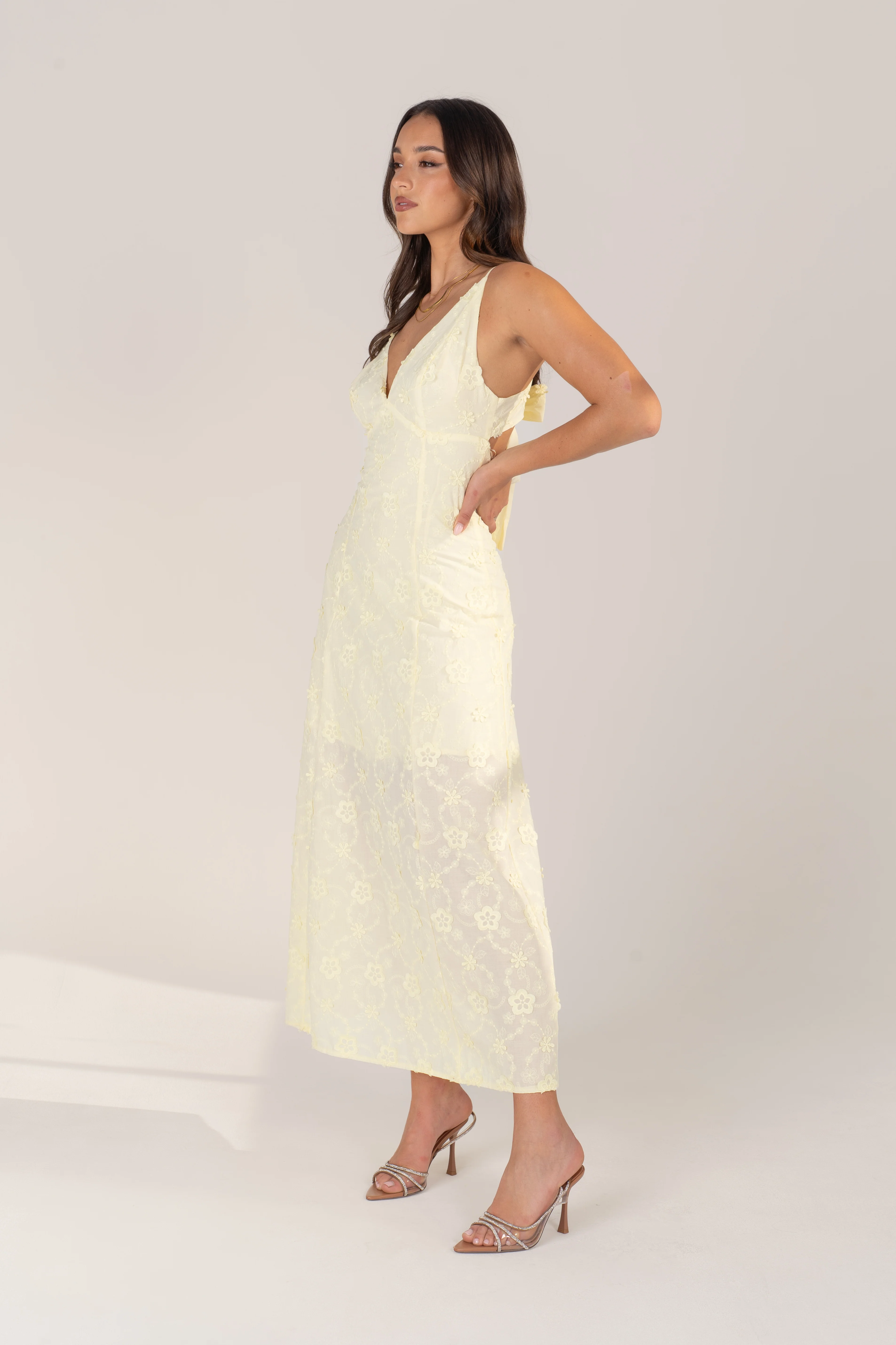 Adelaide White Embroidered Maxi Dress with Tie Back - Image 7