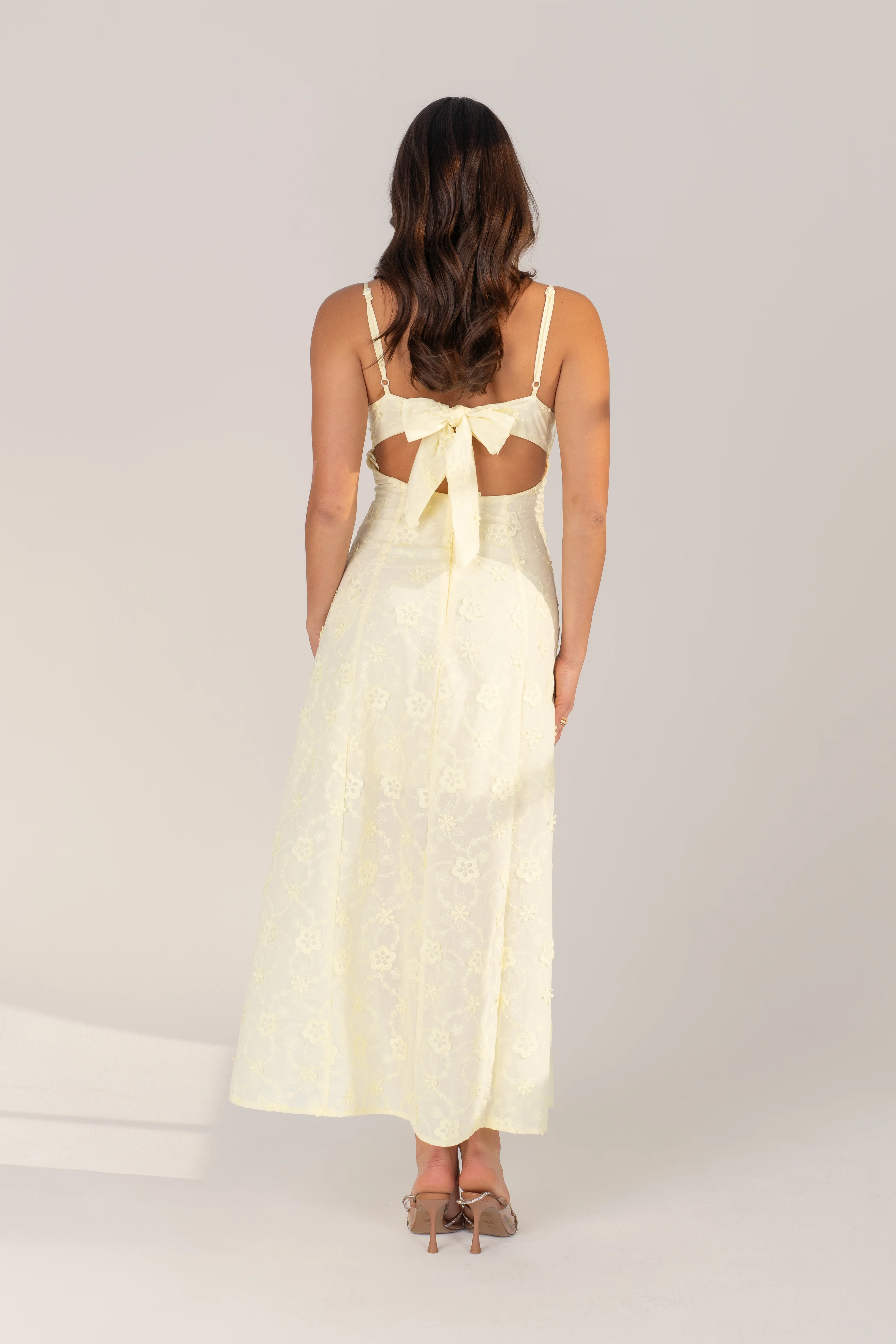 Adelaide White Embroidered Maxi Dress with Tie Back - Image 8