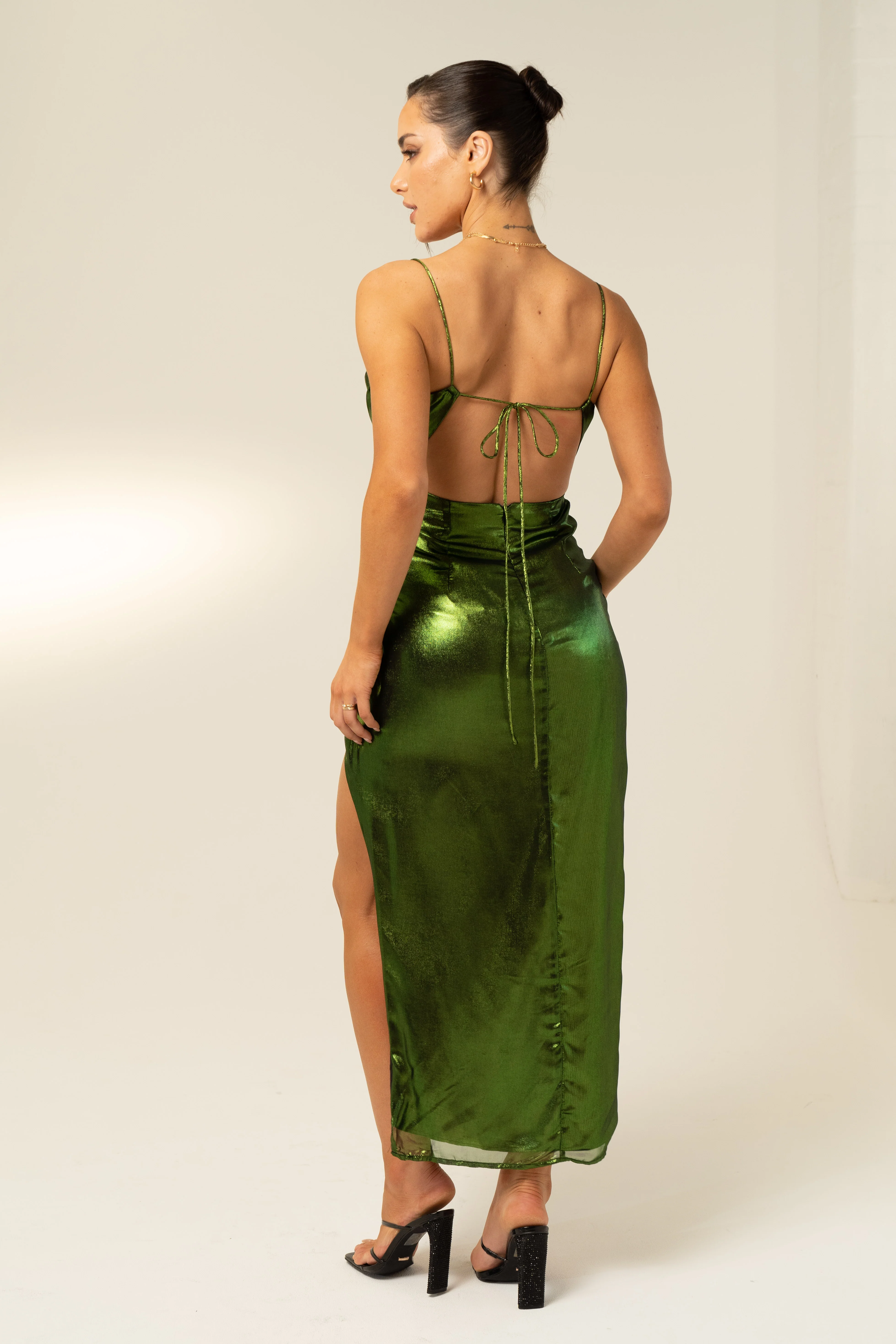 Alexandra Metallic Green Party Dress - Image 3