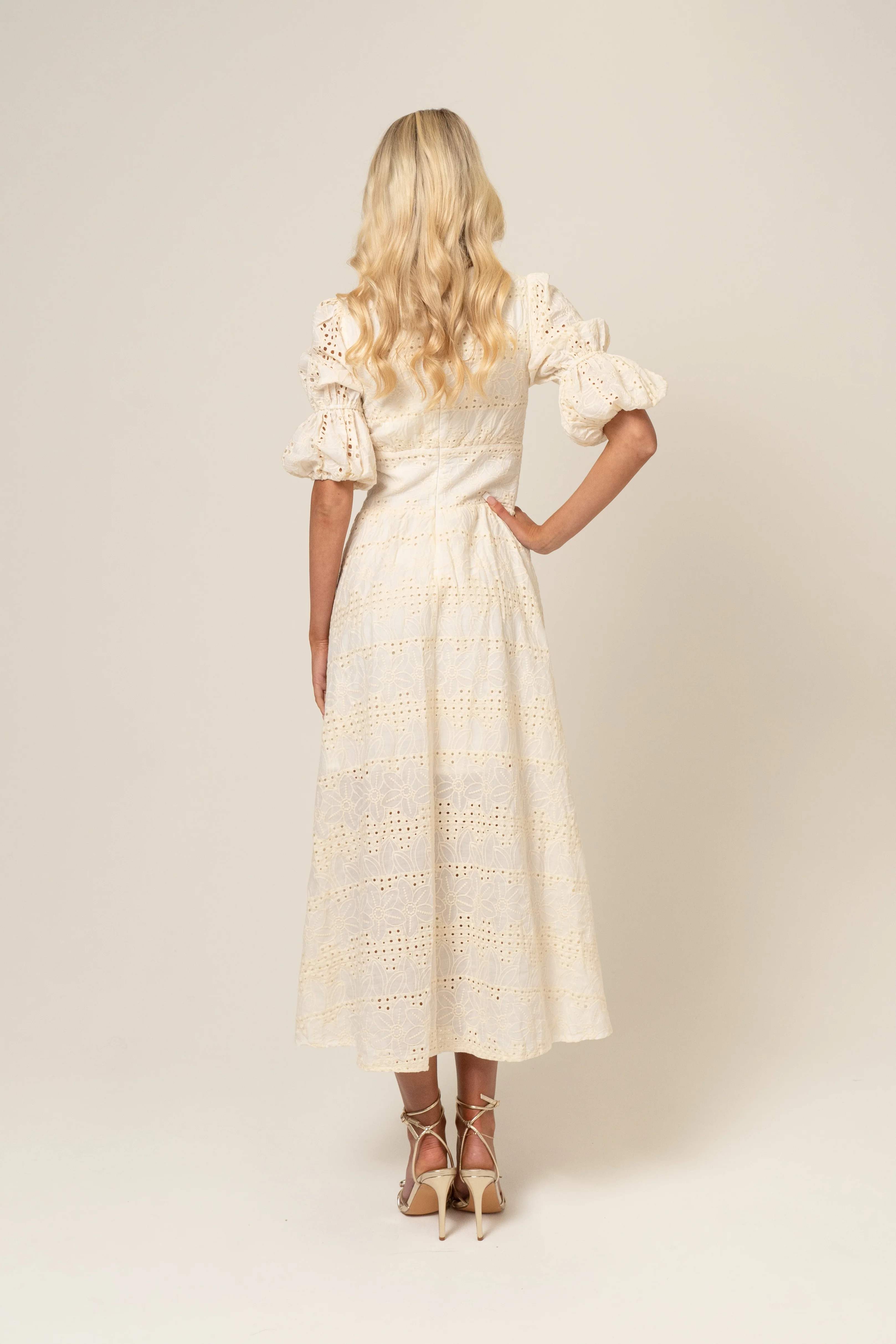 Alicia V-Neck Embroidery Midi Dress - Image 6