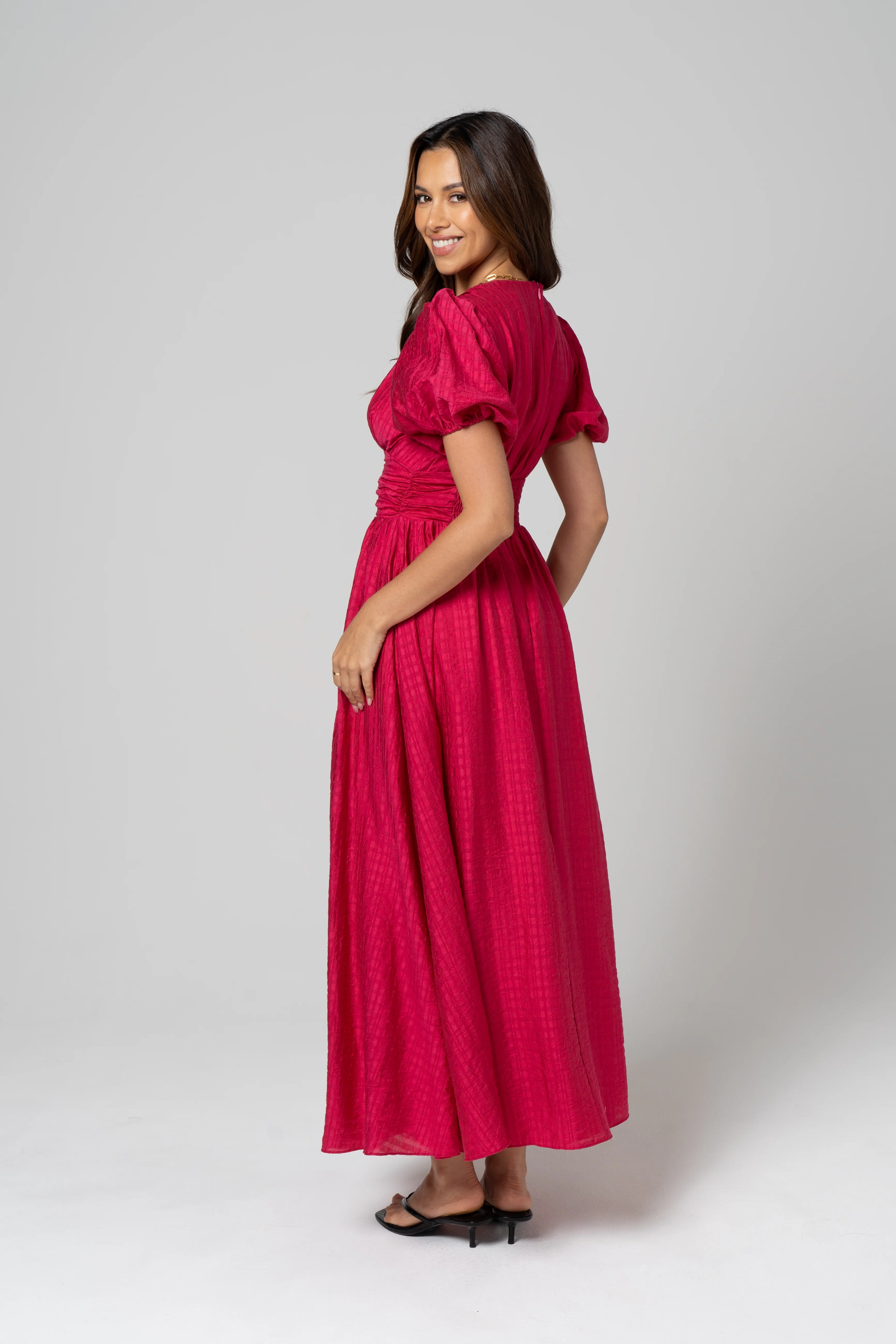 Alissa Puff Sleeve Button Down Midi Dress - Image 13