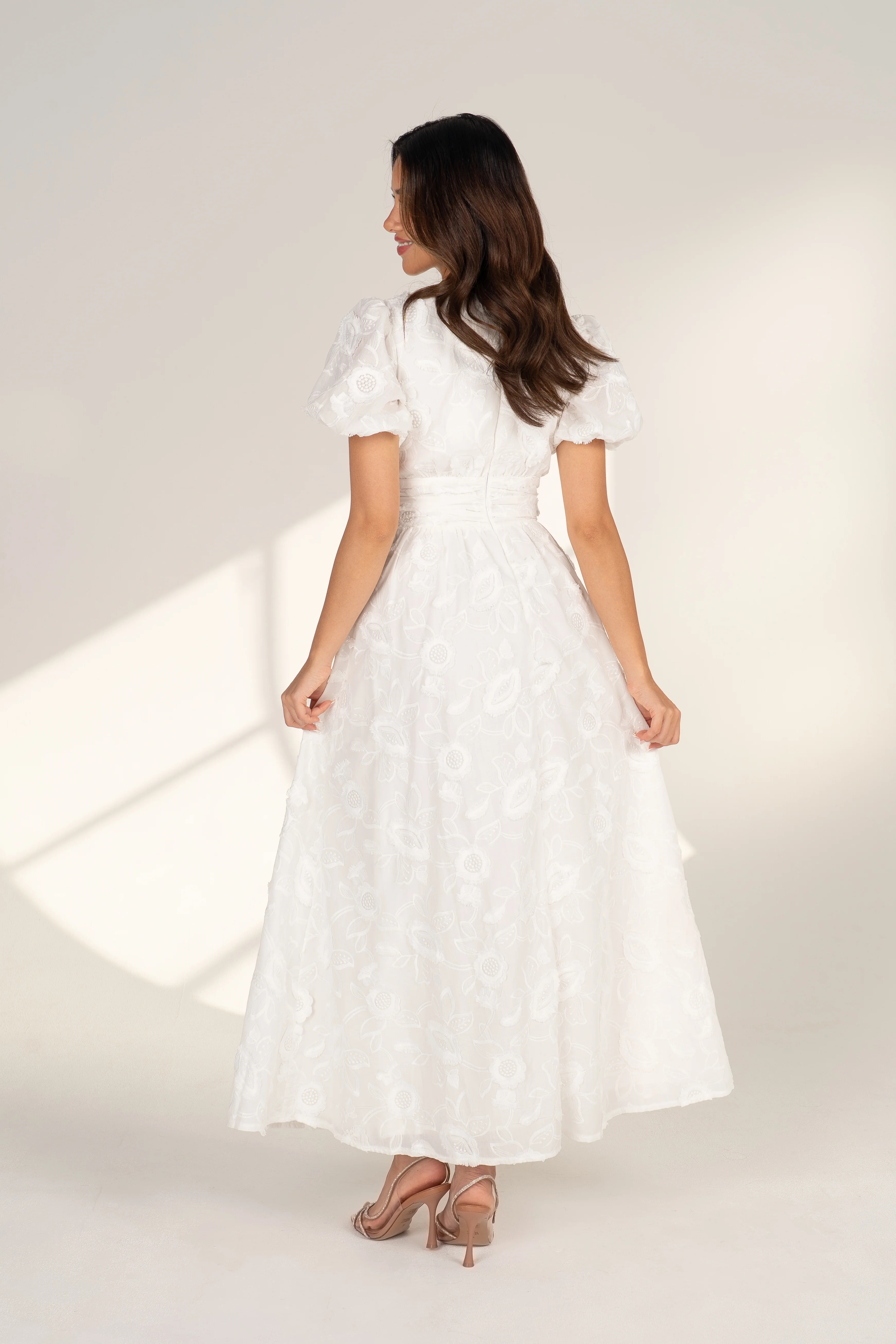 Alissa Puff Sleeve Button Down Midi Dress - Image 14