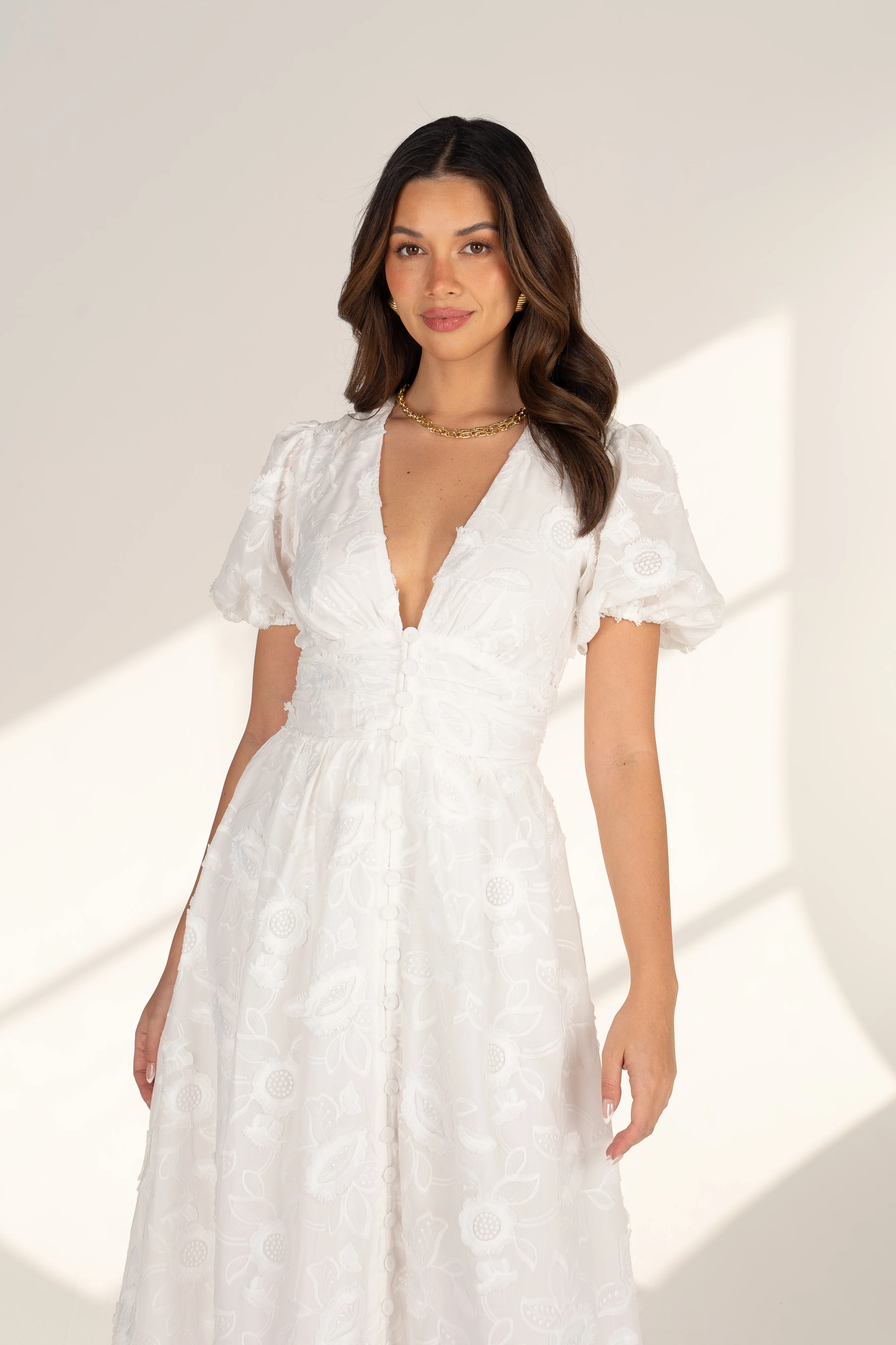 Alissa Puff Sleeve Button Down Midi Dress - Image 17
