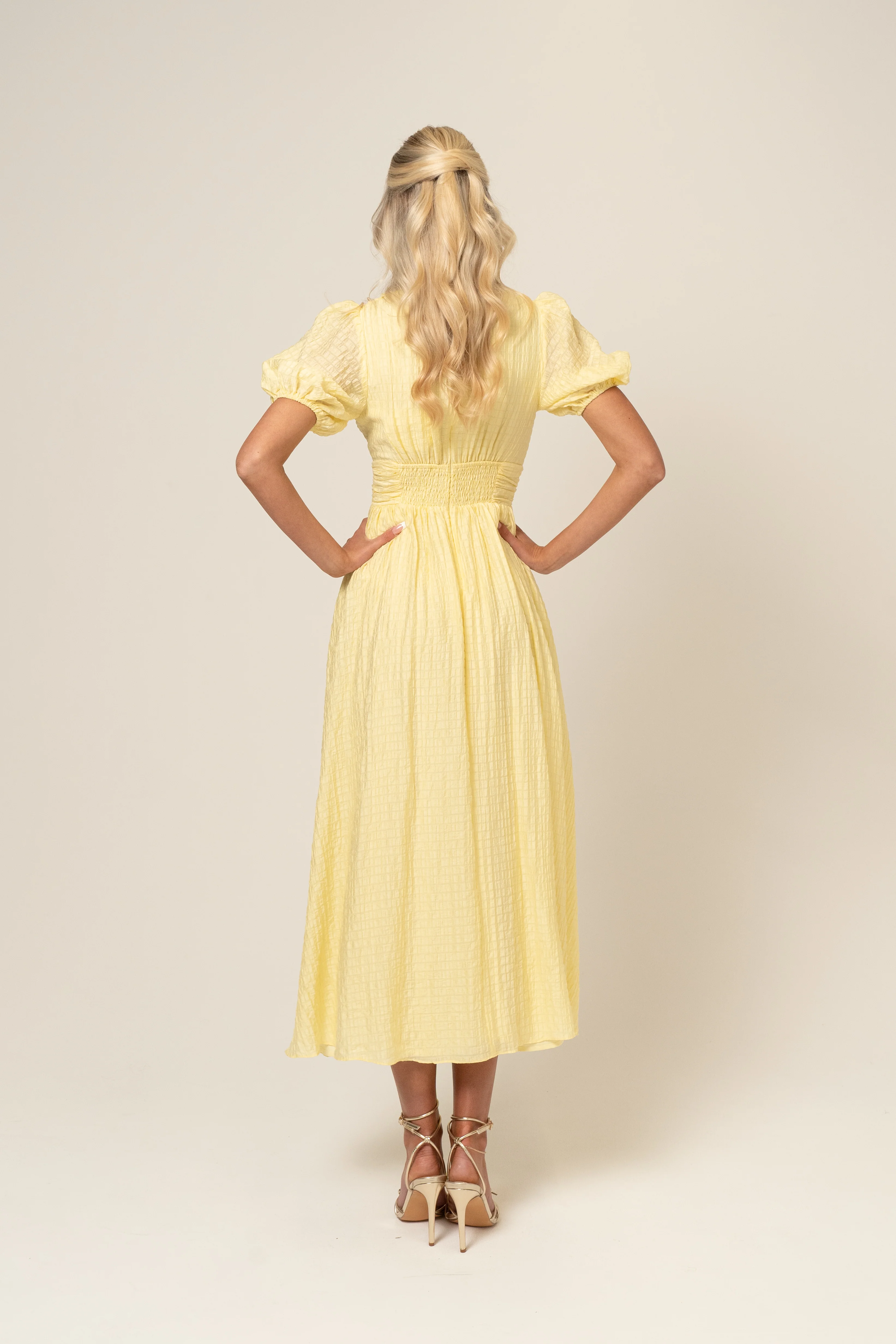 Alissa Puff Sleeve Button Down Midi Dress - Image 5