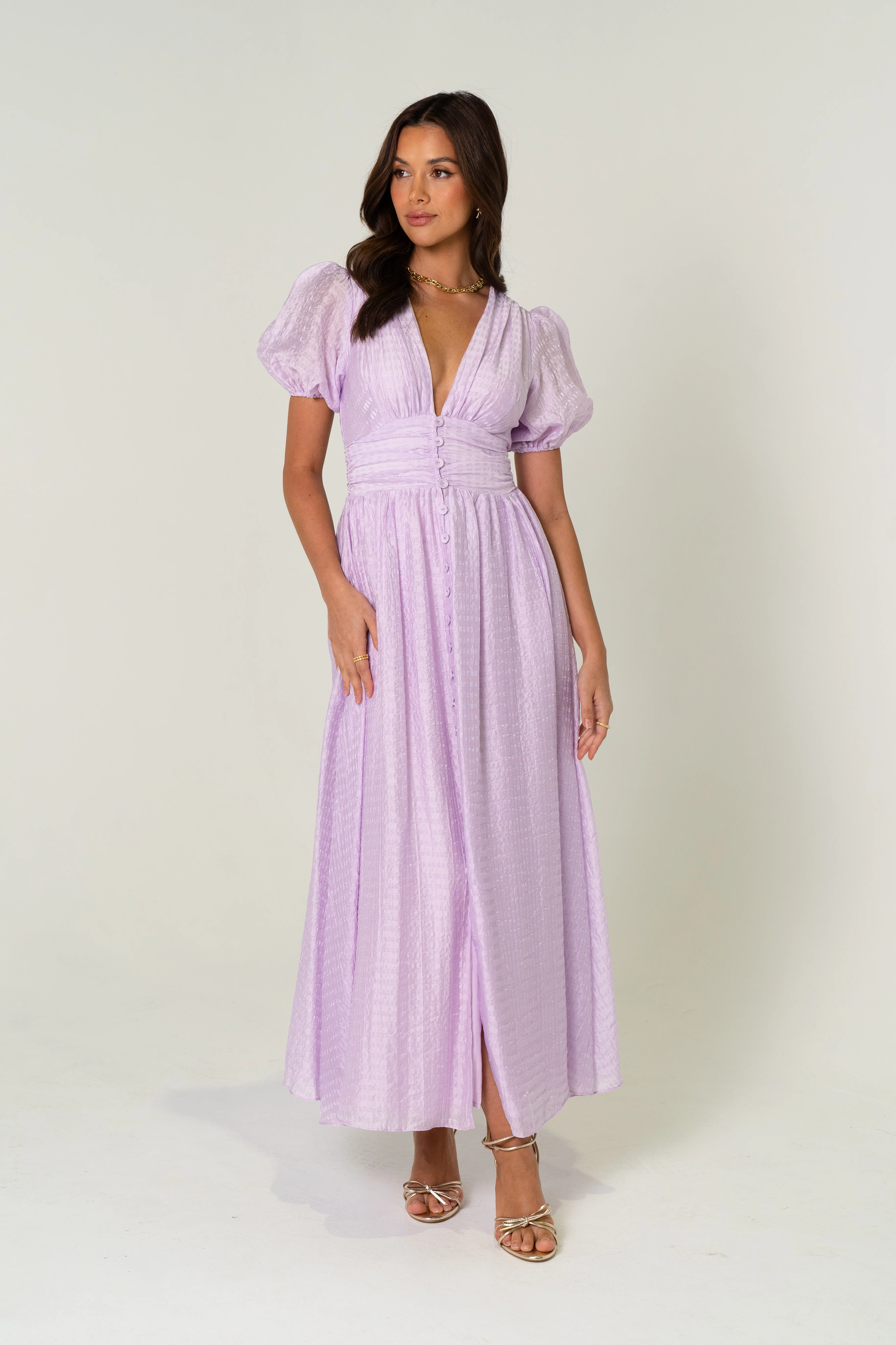 Alissa Puff Sleeve Button Down Midi Dress - Image 7