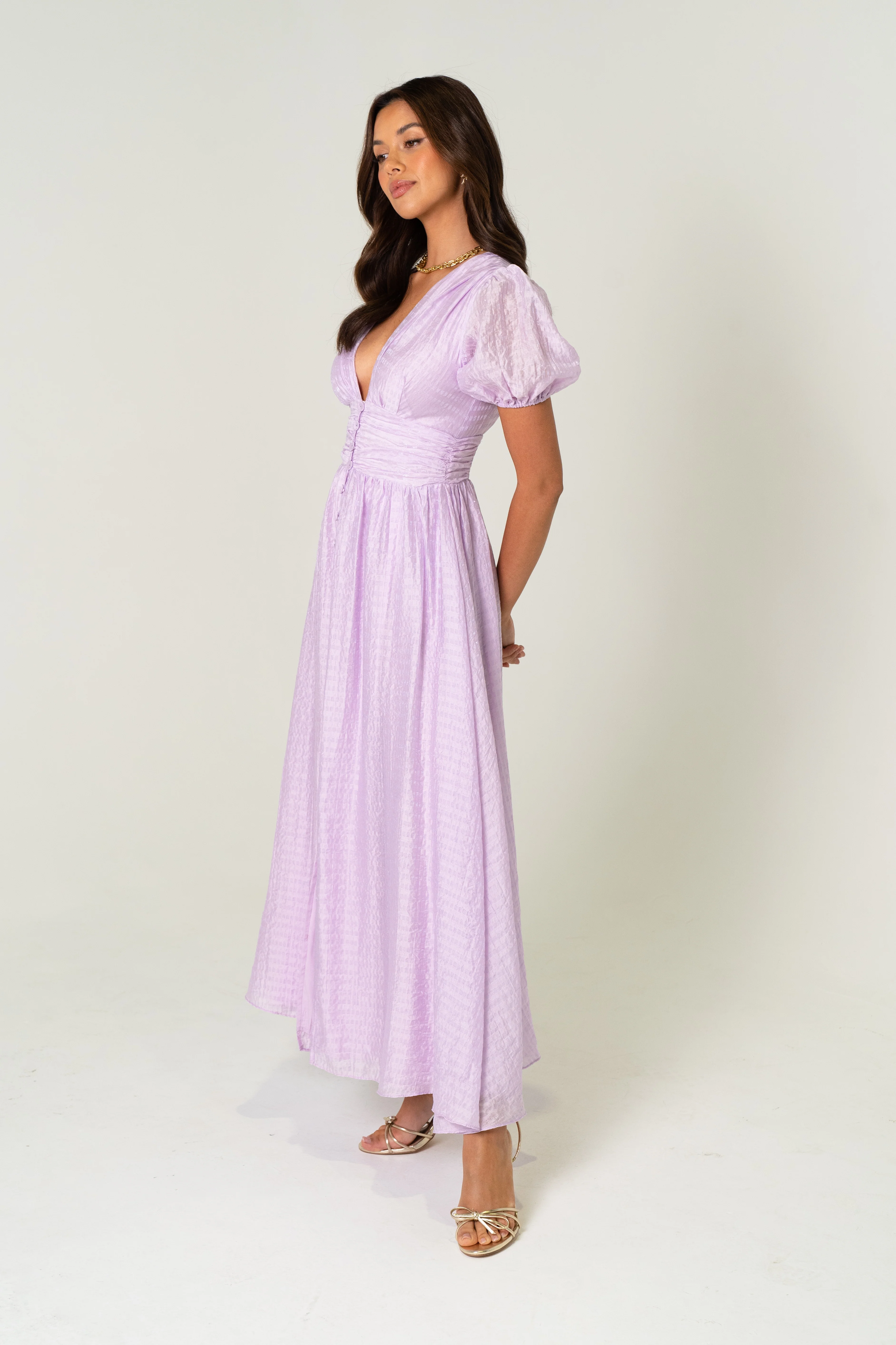 Alissa Puff Sleeve Button Down Midi Dress - Image 8
