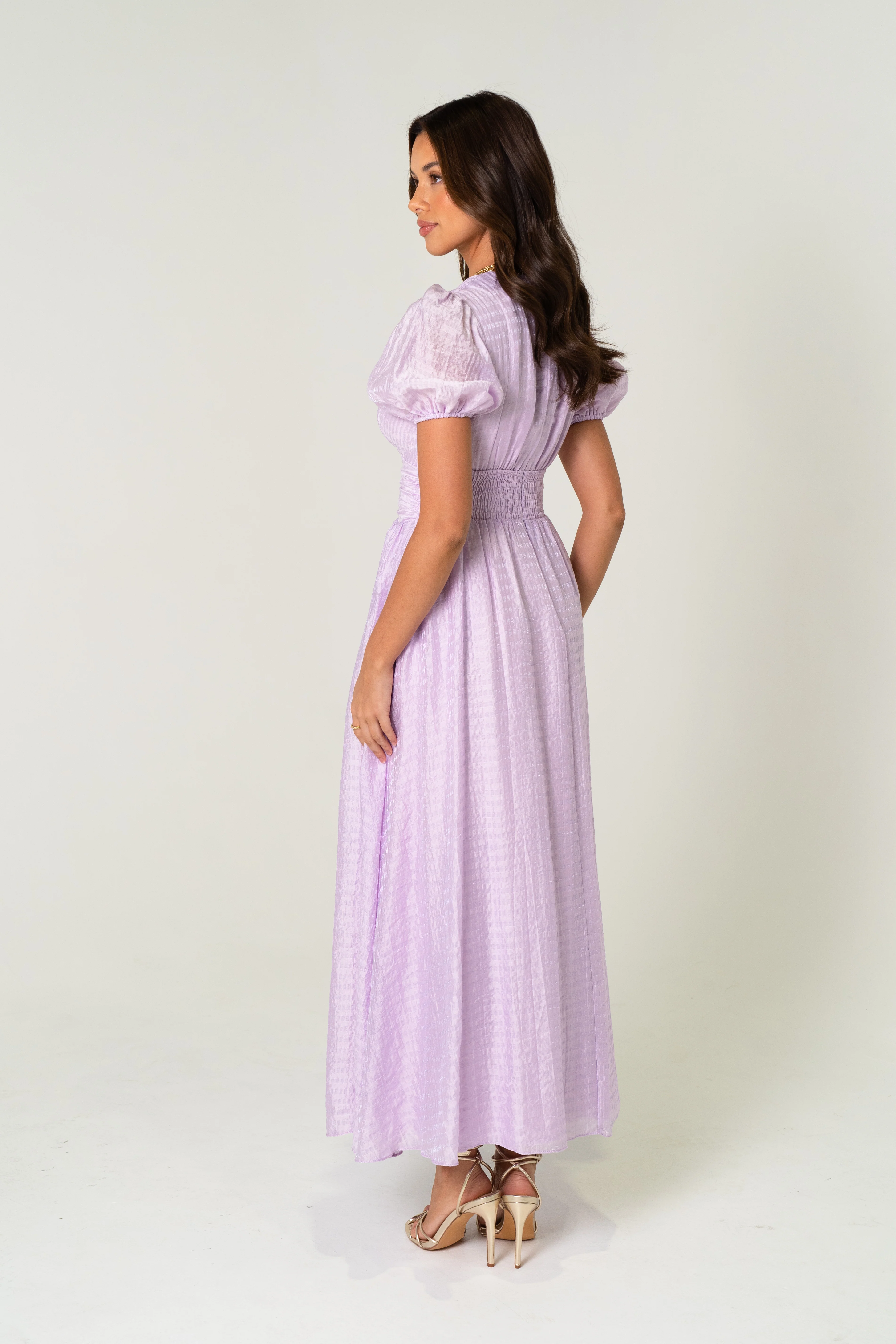 Alissa Puff Sleeve Button Down Midi Dress - Image 9