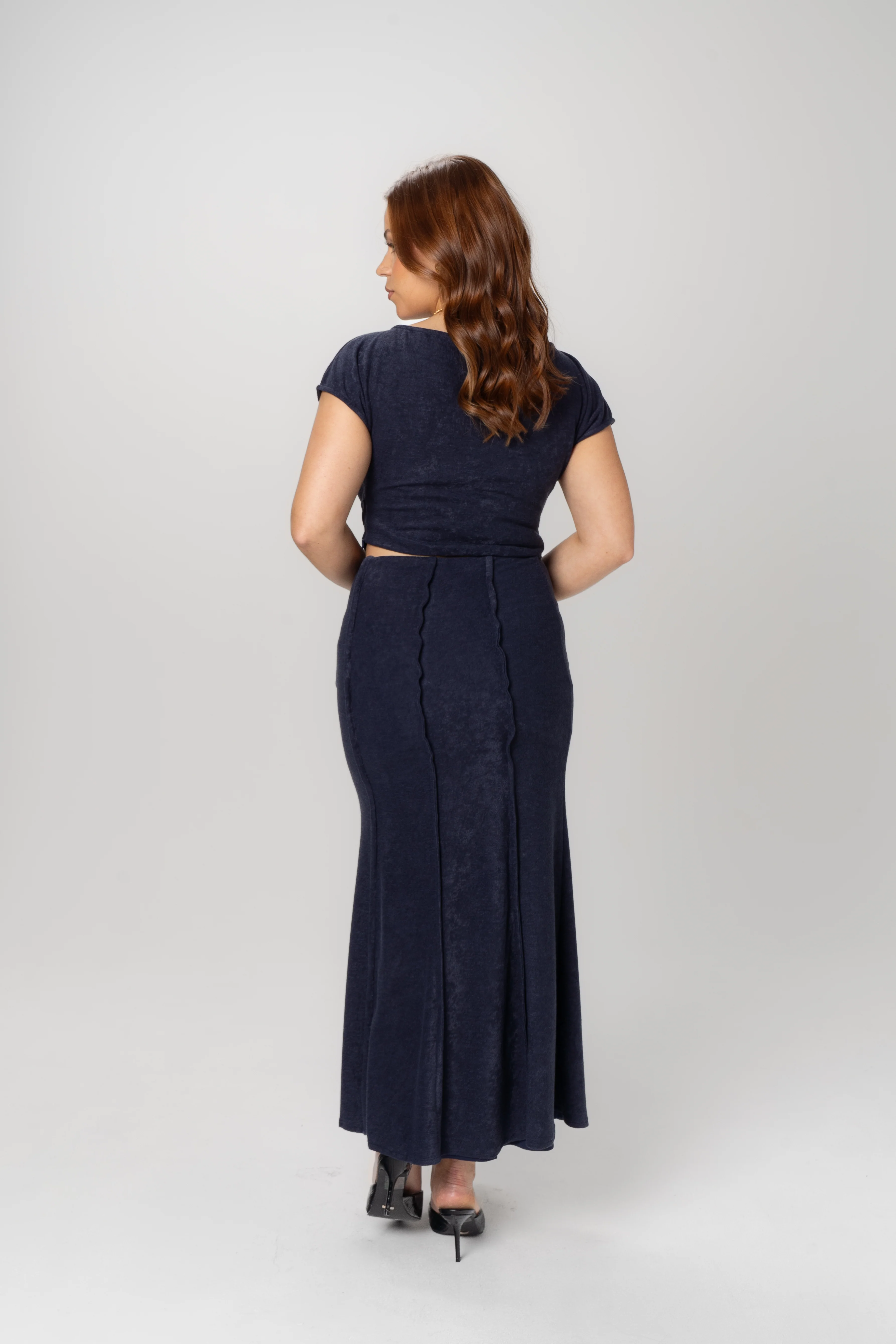 Althea Blue Two Piece Set - Cropped Top & Maxi Skirt - Image 3