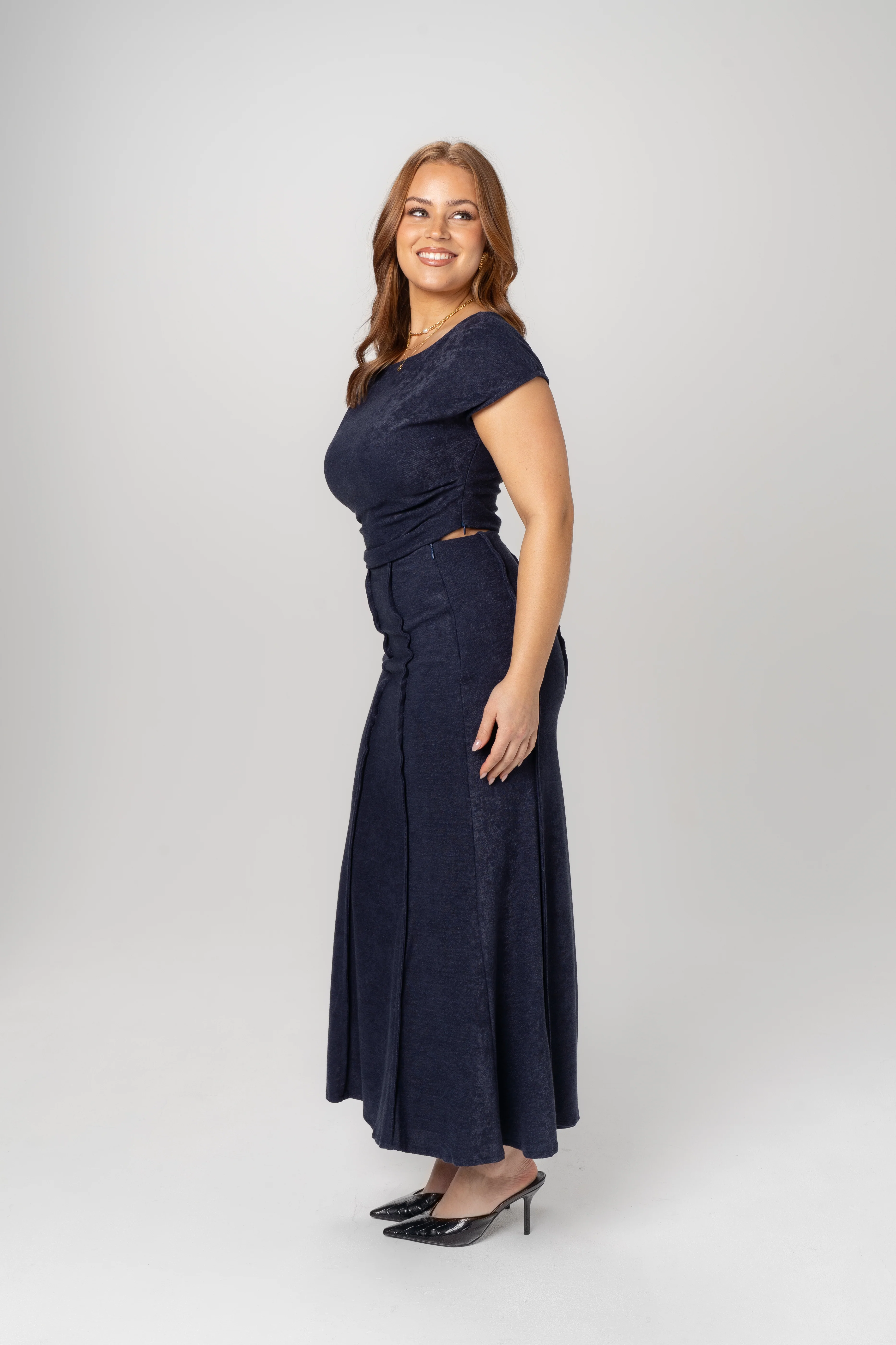 Althea Blue Two Piece Set - Cropped Top & Maxi Skirt - Image 4