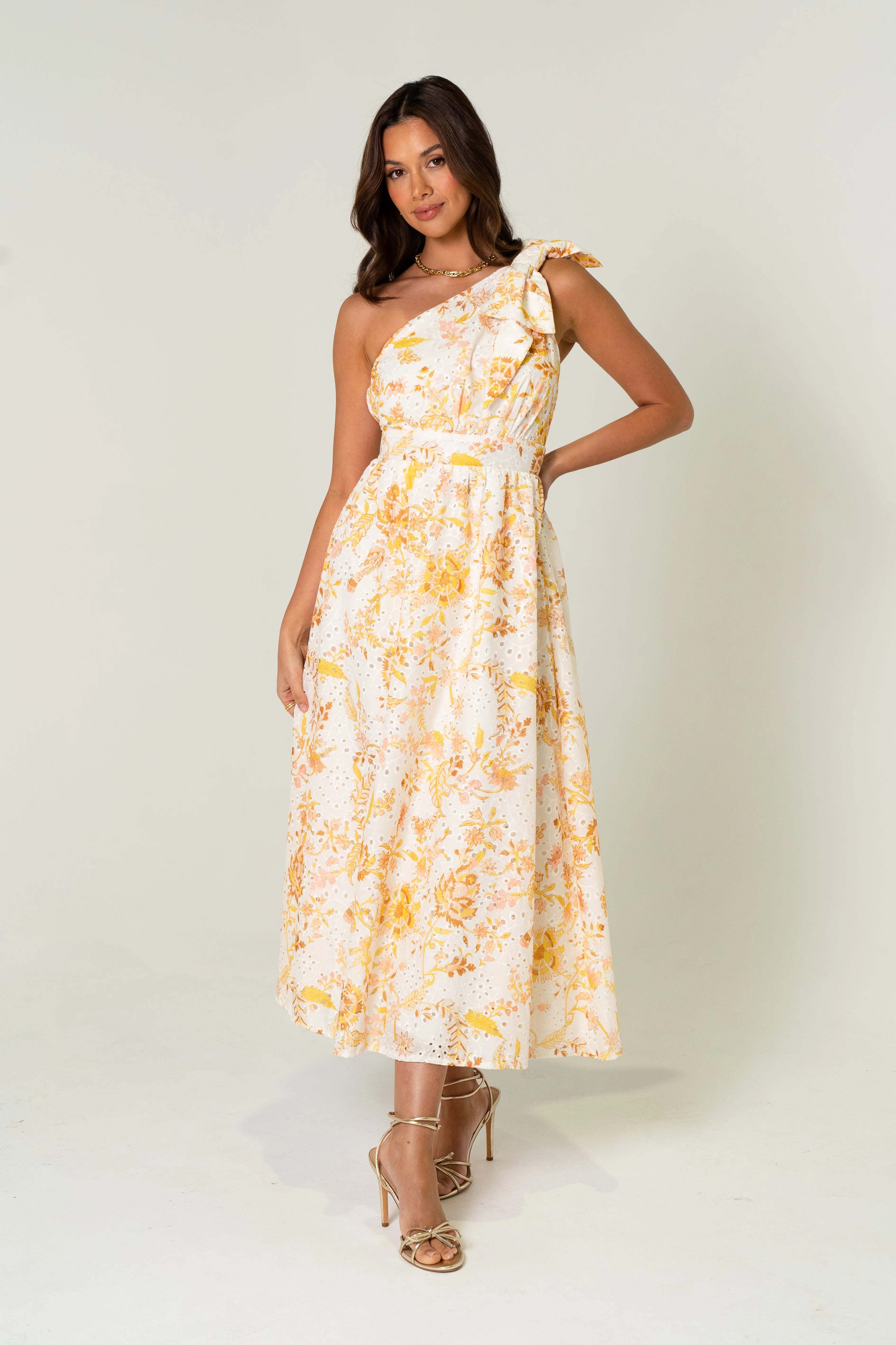 Amber One Shoulder Print Midi Dress - Image 3