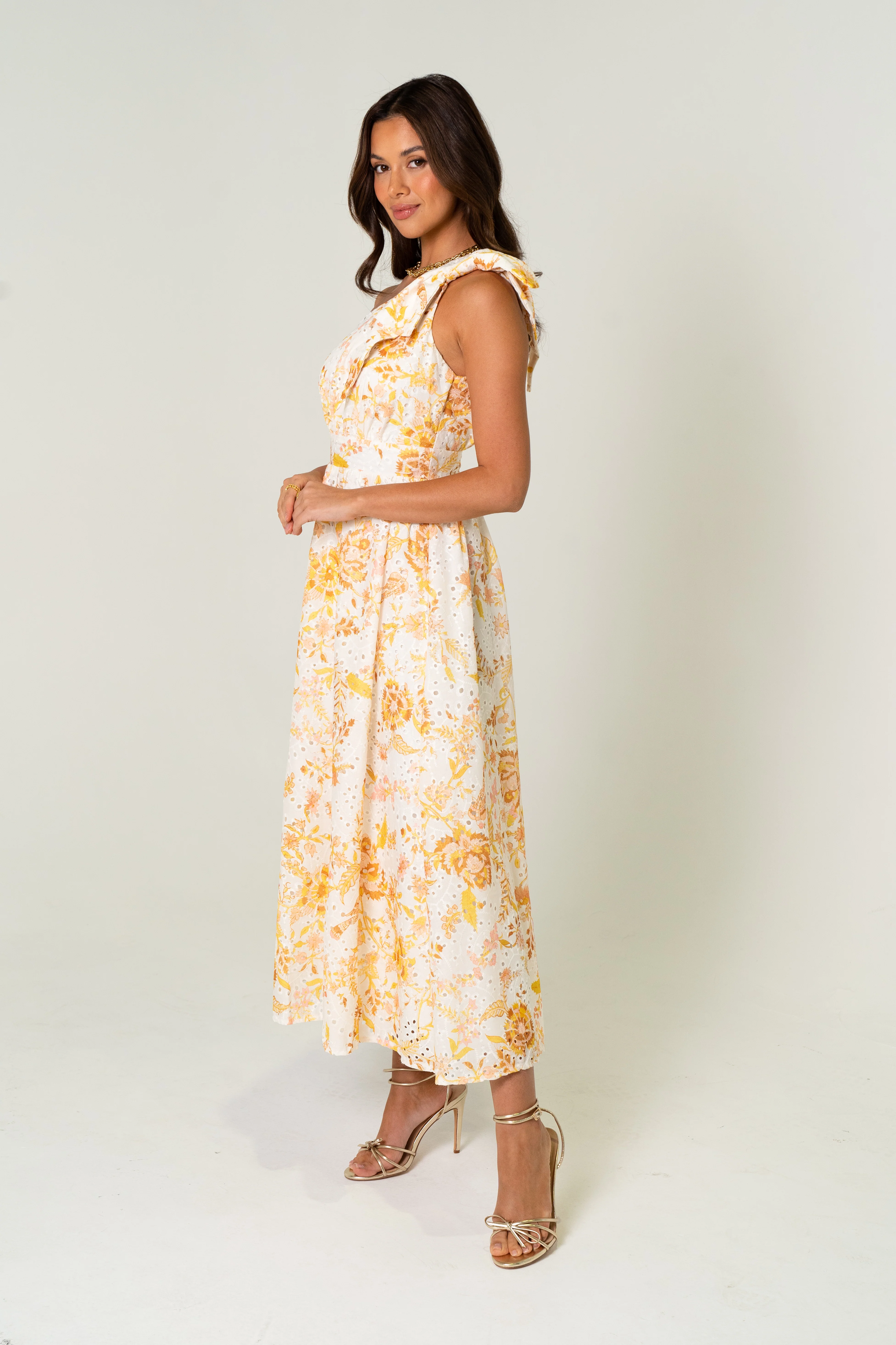 Amber One Shoulder Print Midi Dress - Image 4