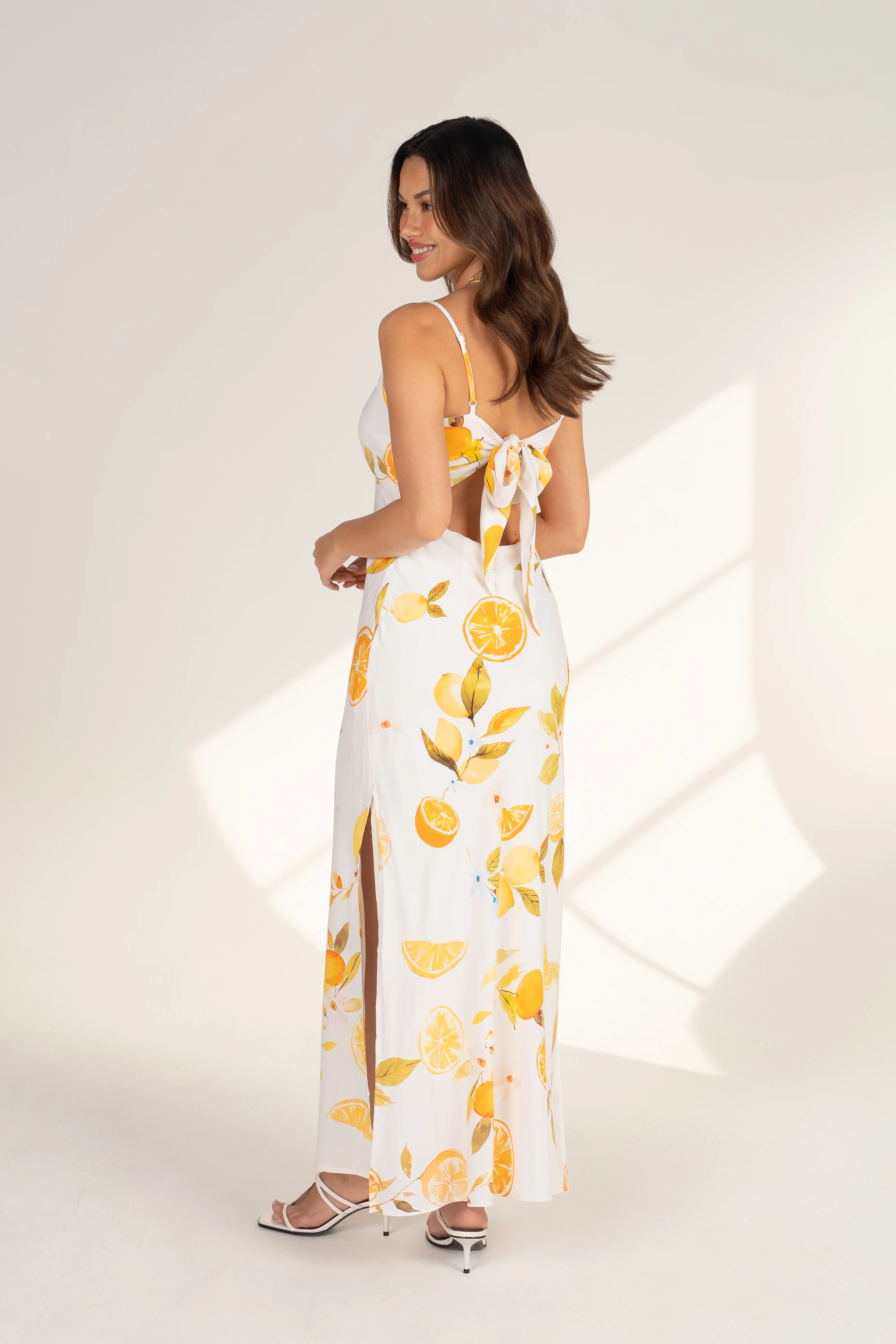 Anita Lemon Print Midi Dress