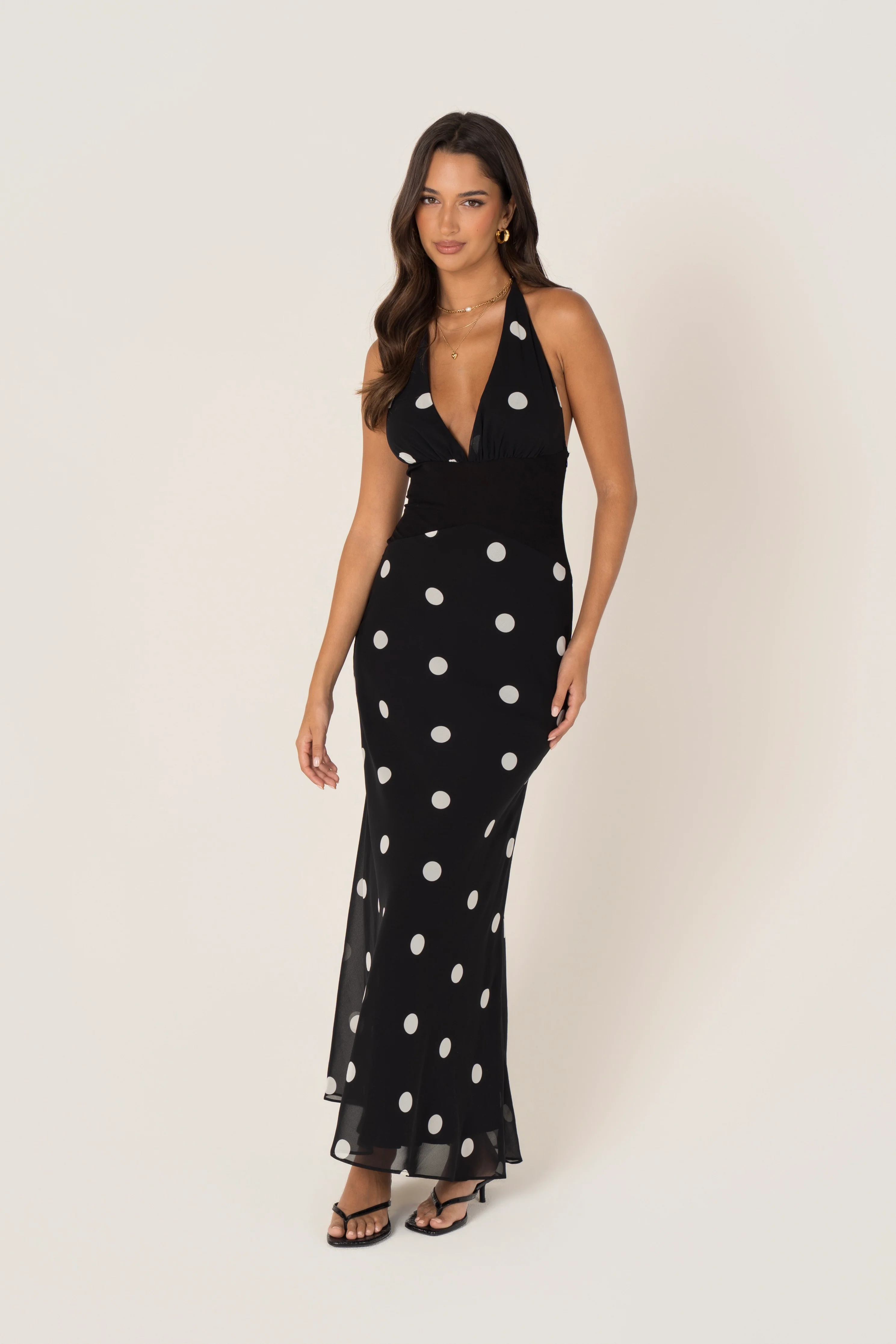 Annalee Black Polka Dot Halter Neck Maxi