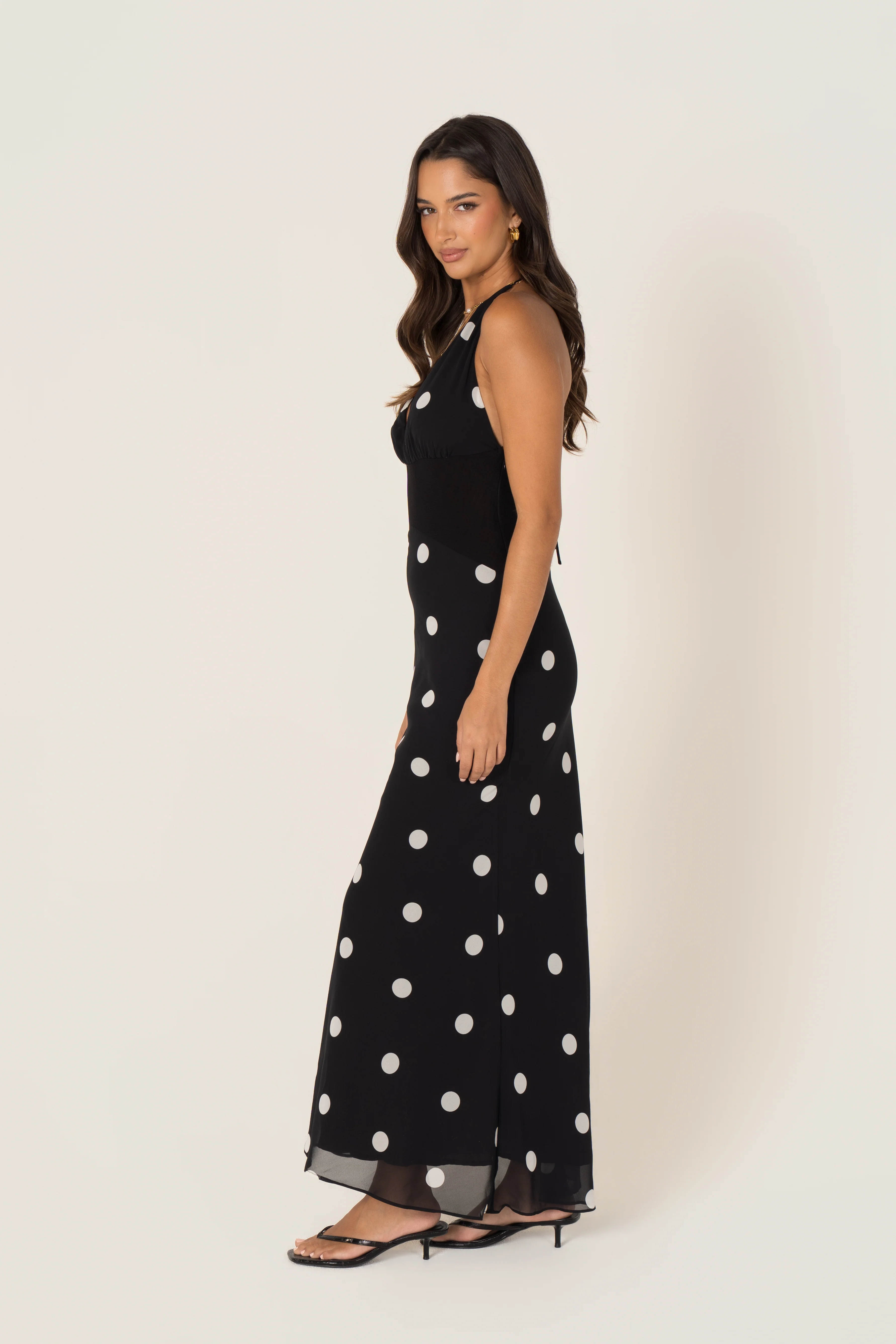 Annalee Black Polka Dot Halter Neck Maxi - Image 2