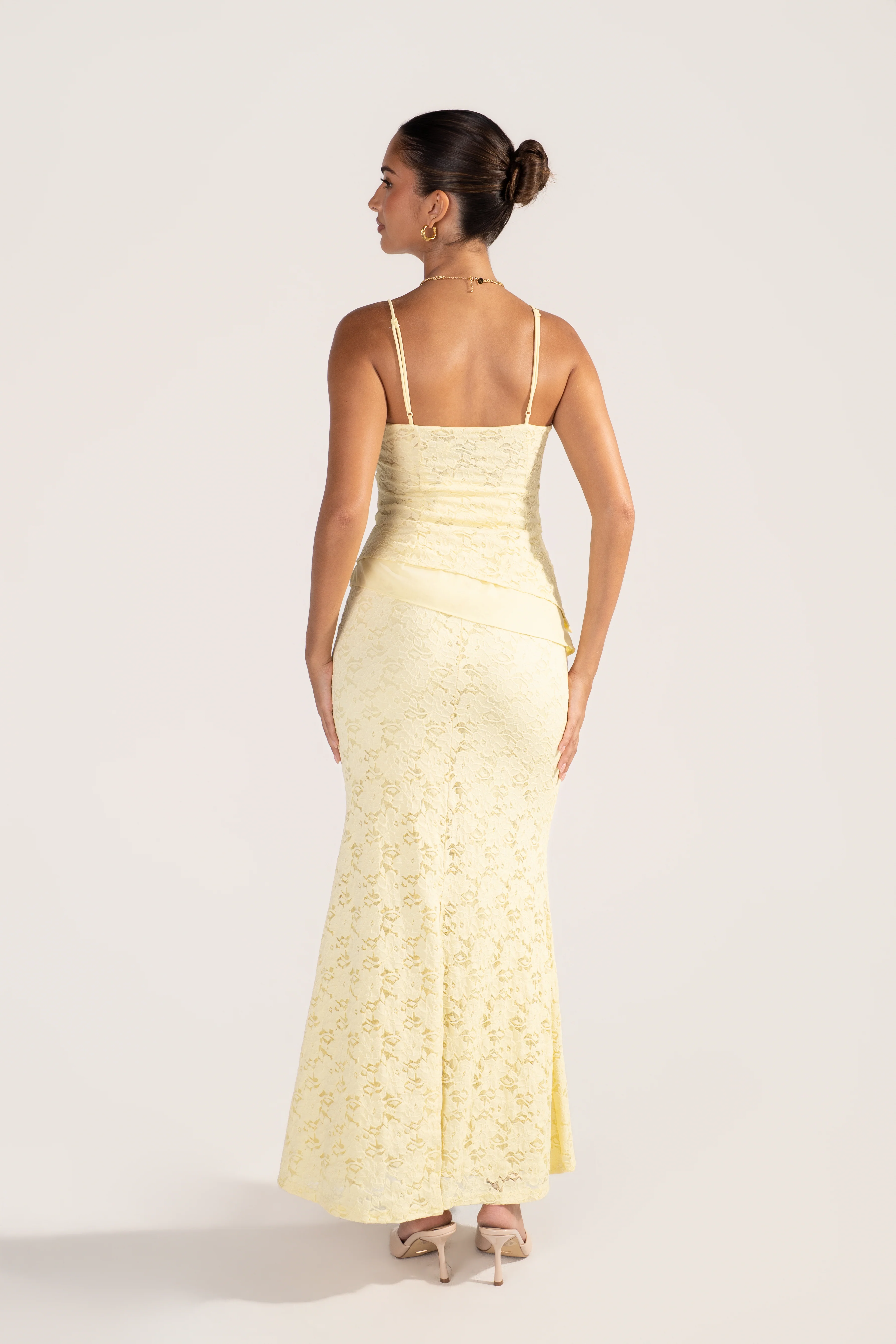 Ardyn Yellow Lace Set - Asymmetrical Cami Top & Maxi Skirt - Image 4