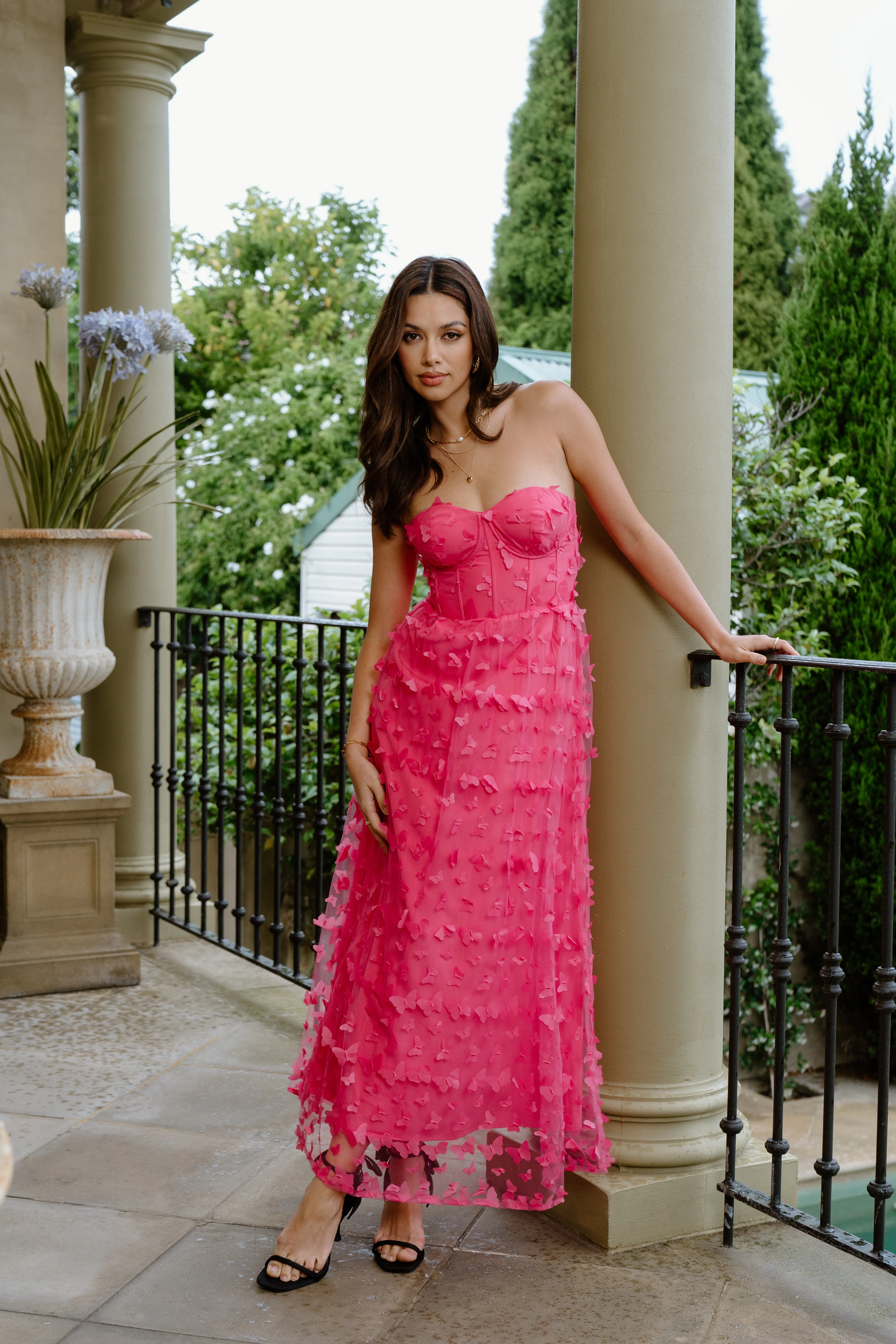 Ariana Strapless Pink Midi Dress - Image 5