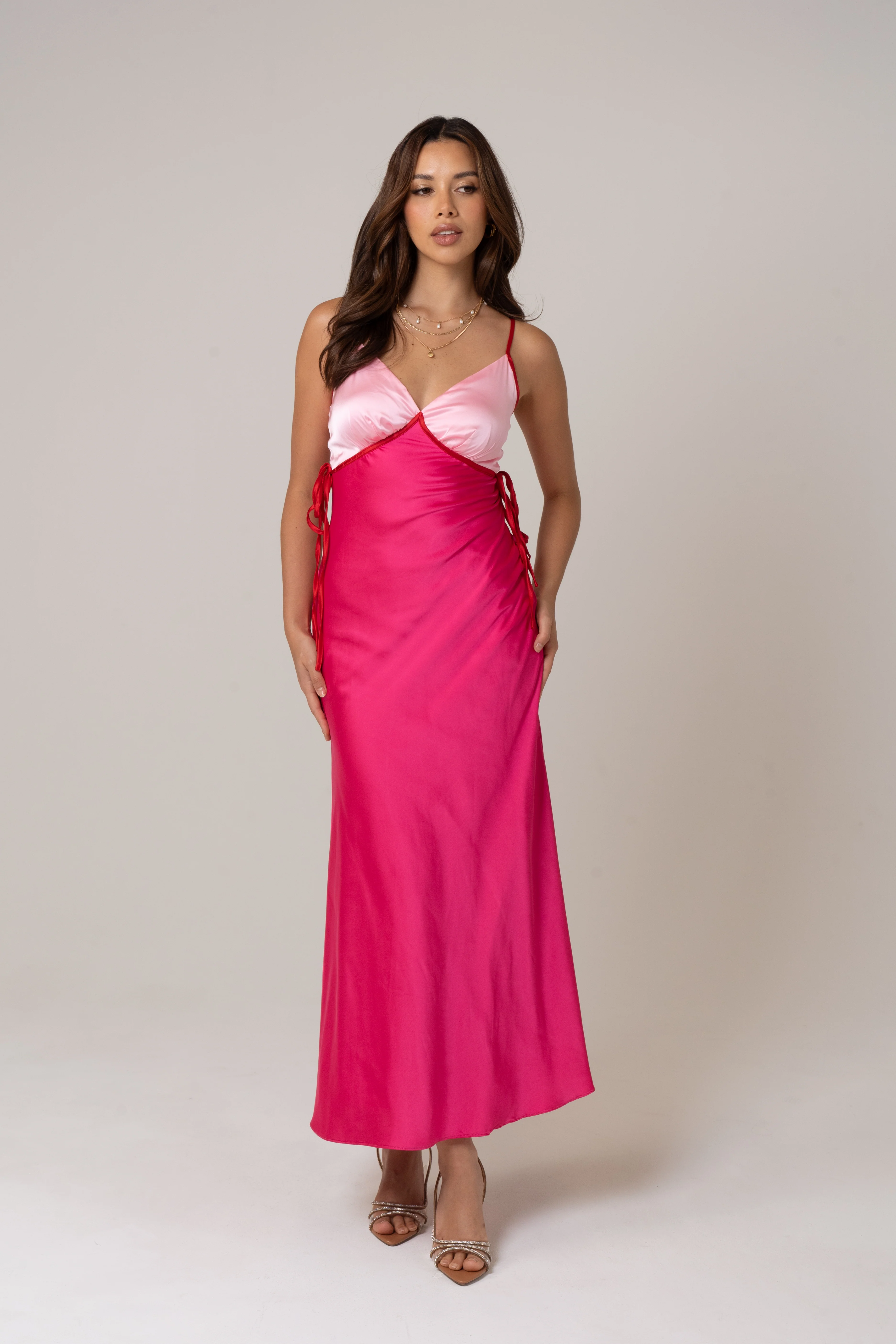 Arya Satin Slip Dress with Ties - Image 2