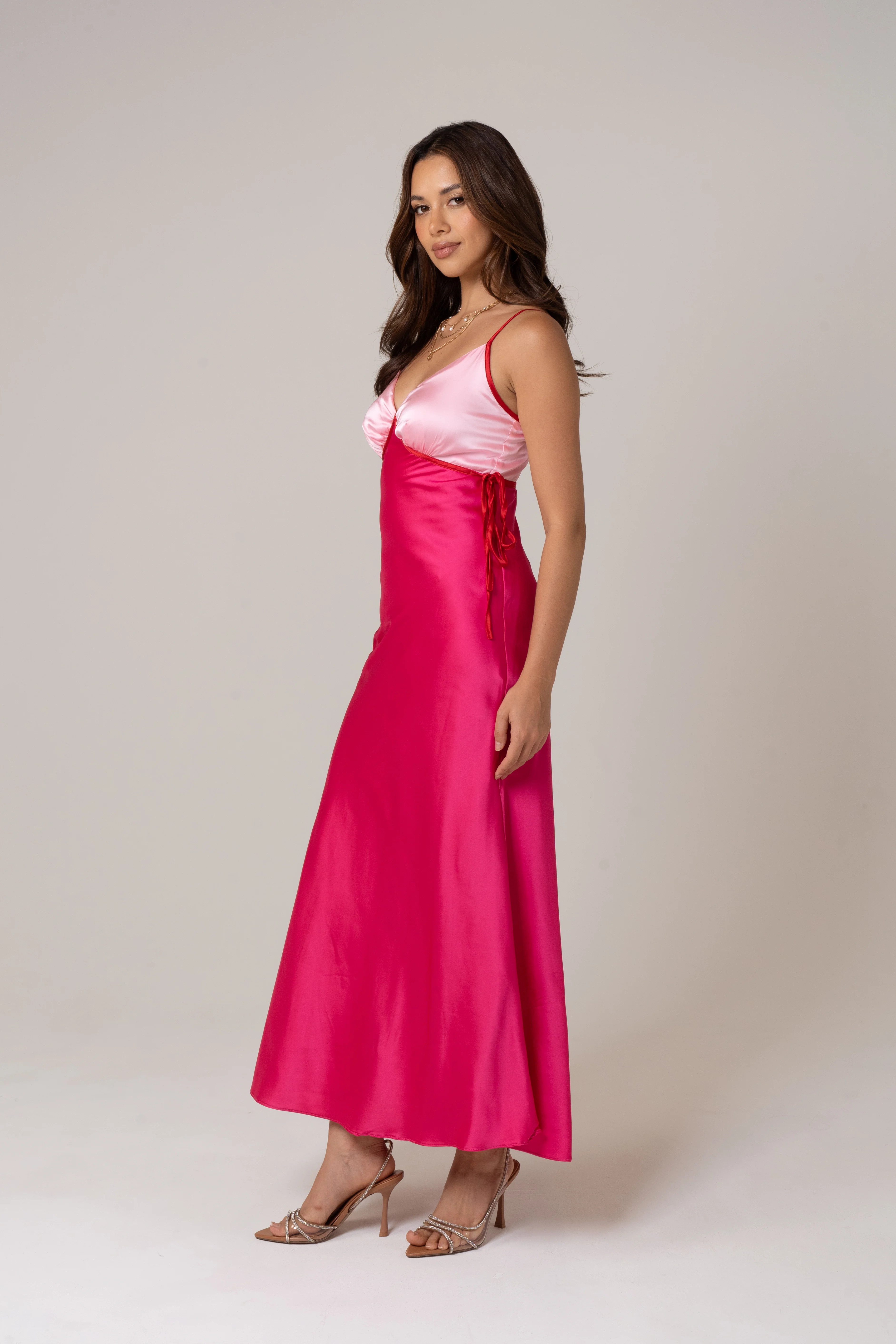Arya Satin Slip Dress with Ties - Image 3