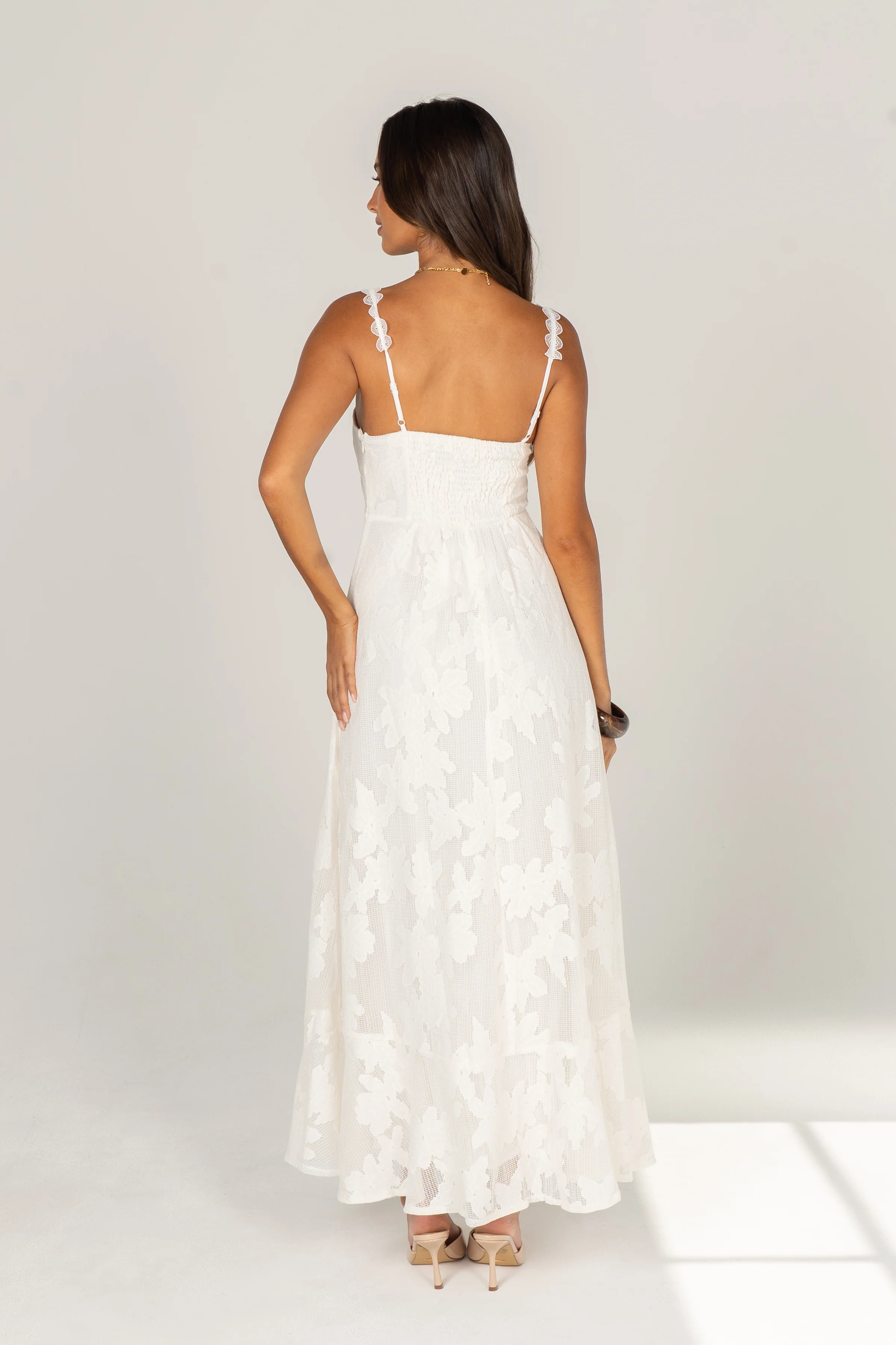 Aspen White Floral Embroidered Maxi Dress - Image 3