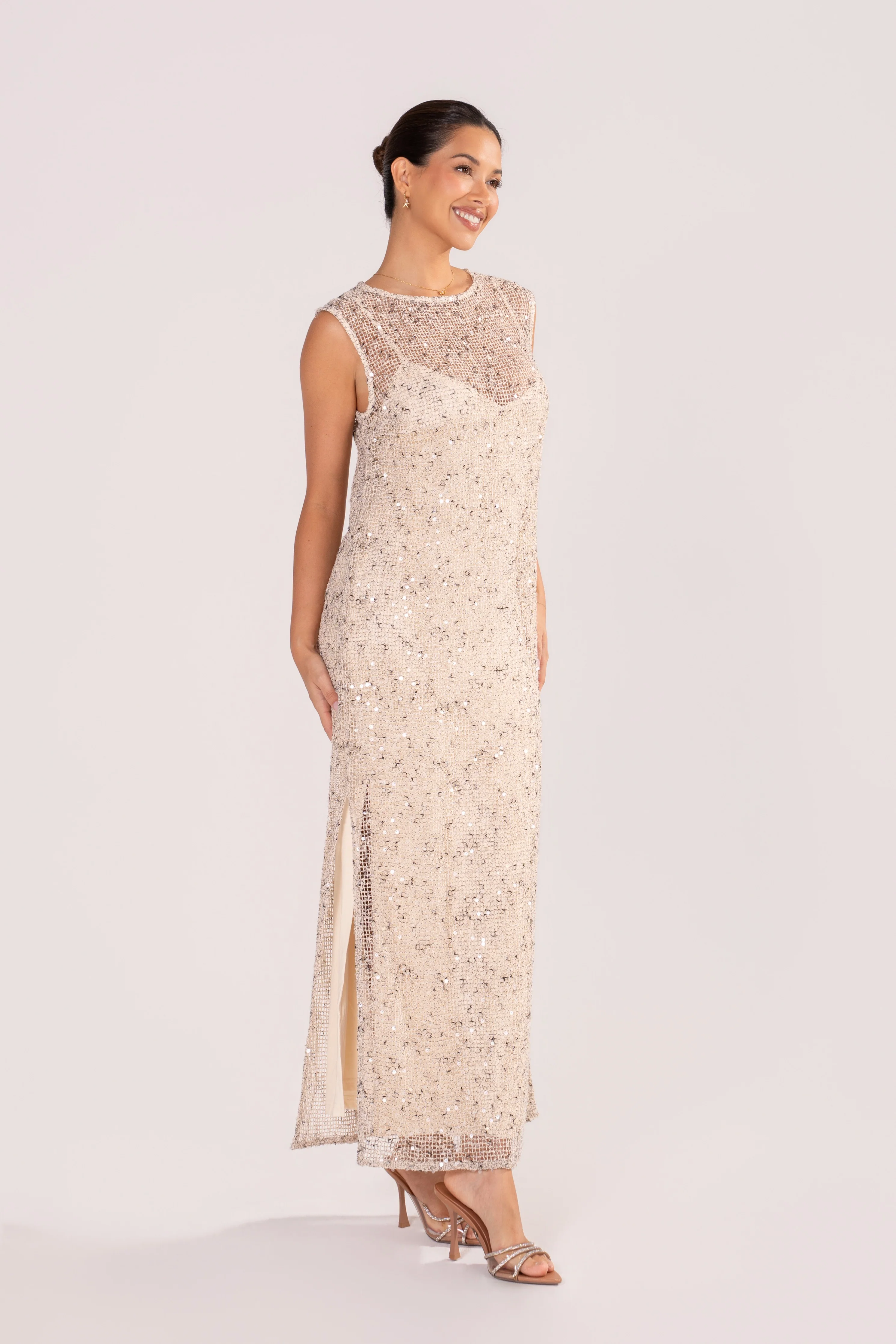 Athena Sequin Mesh Maxi Dress - Image 3