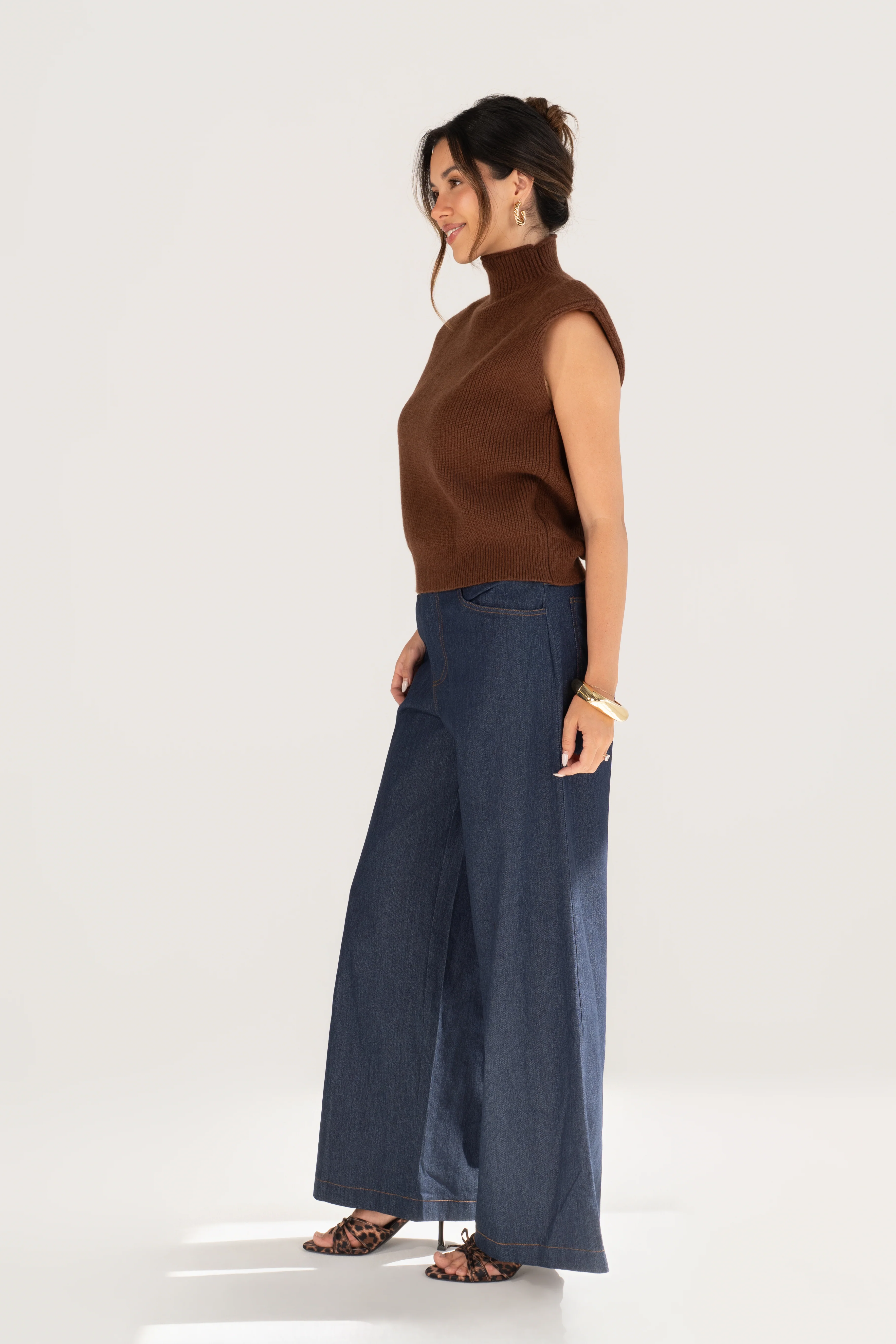 Avery Mock-Neck Ribbed Knit Vest - Image 3