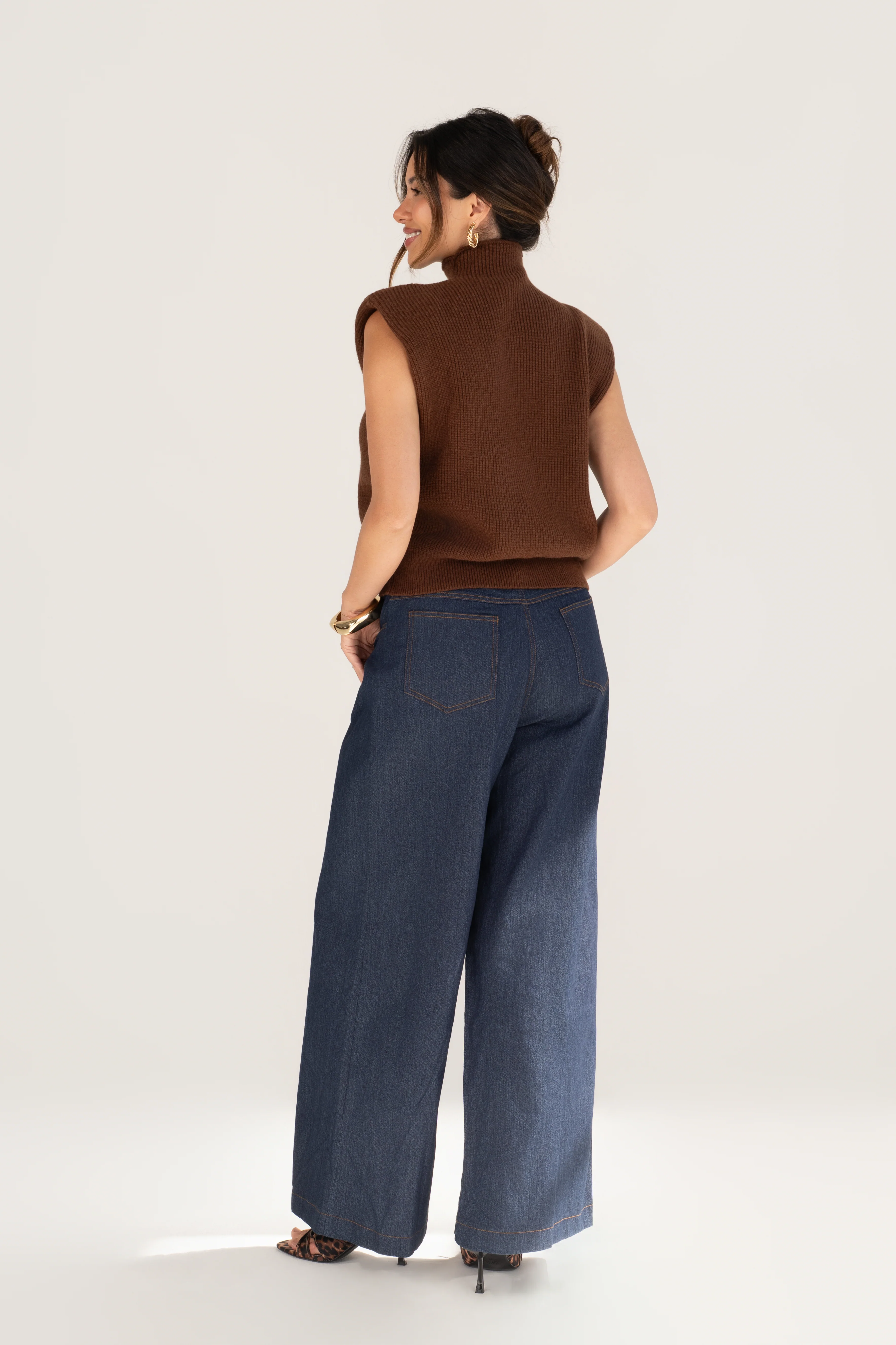 Avery Mock-Neck Ribbed Knit Vest - Image 4