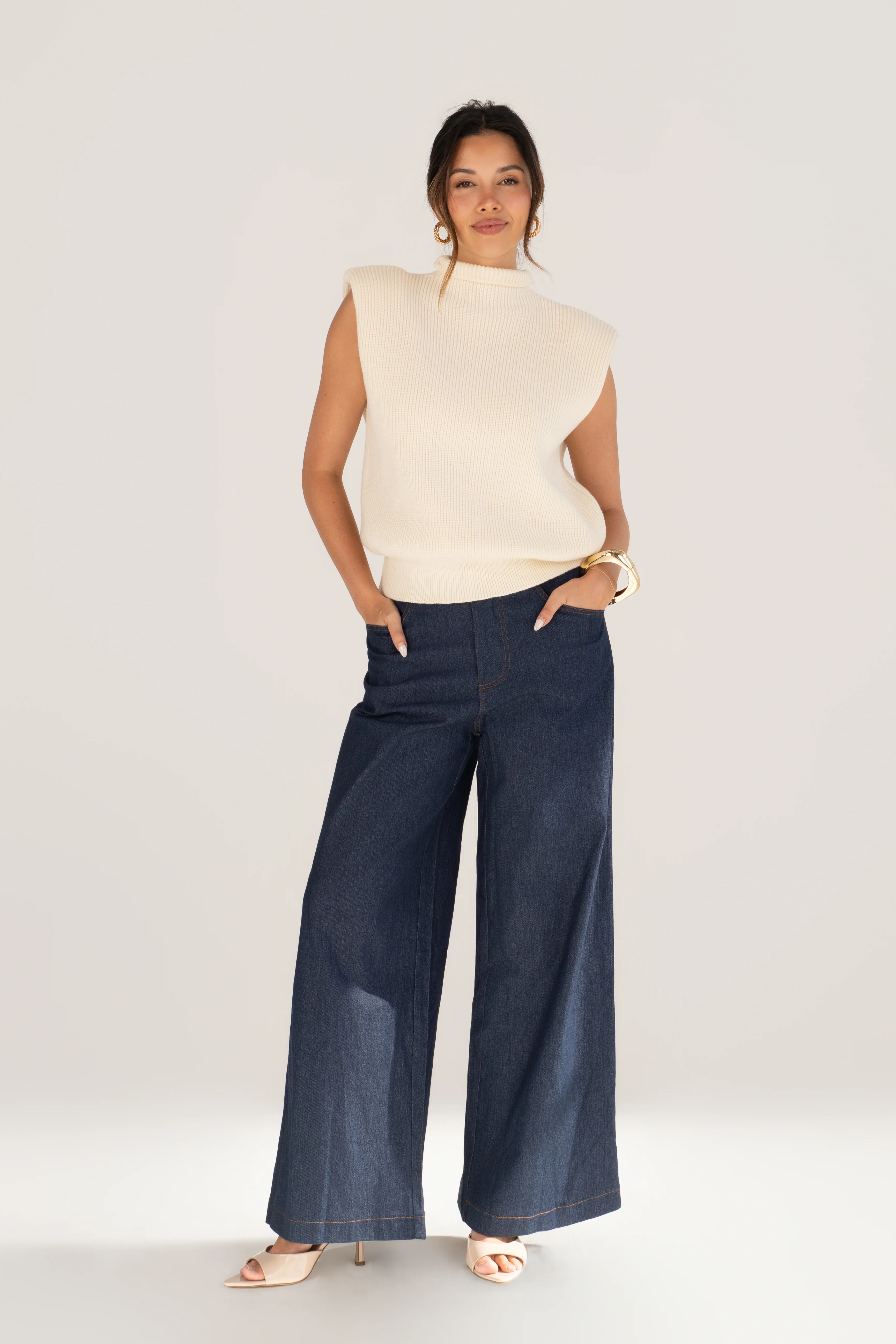 Avery Mock-Neck Ribbed Knit Vest - Image 5