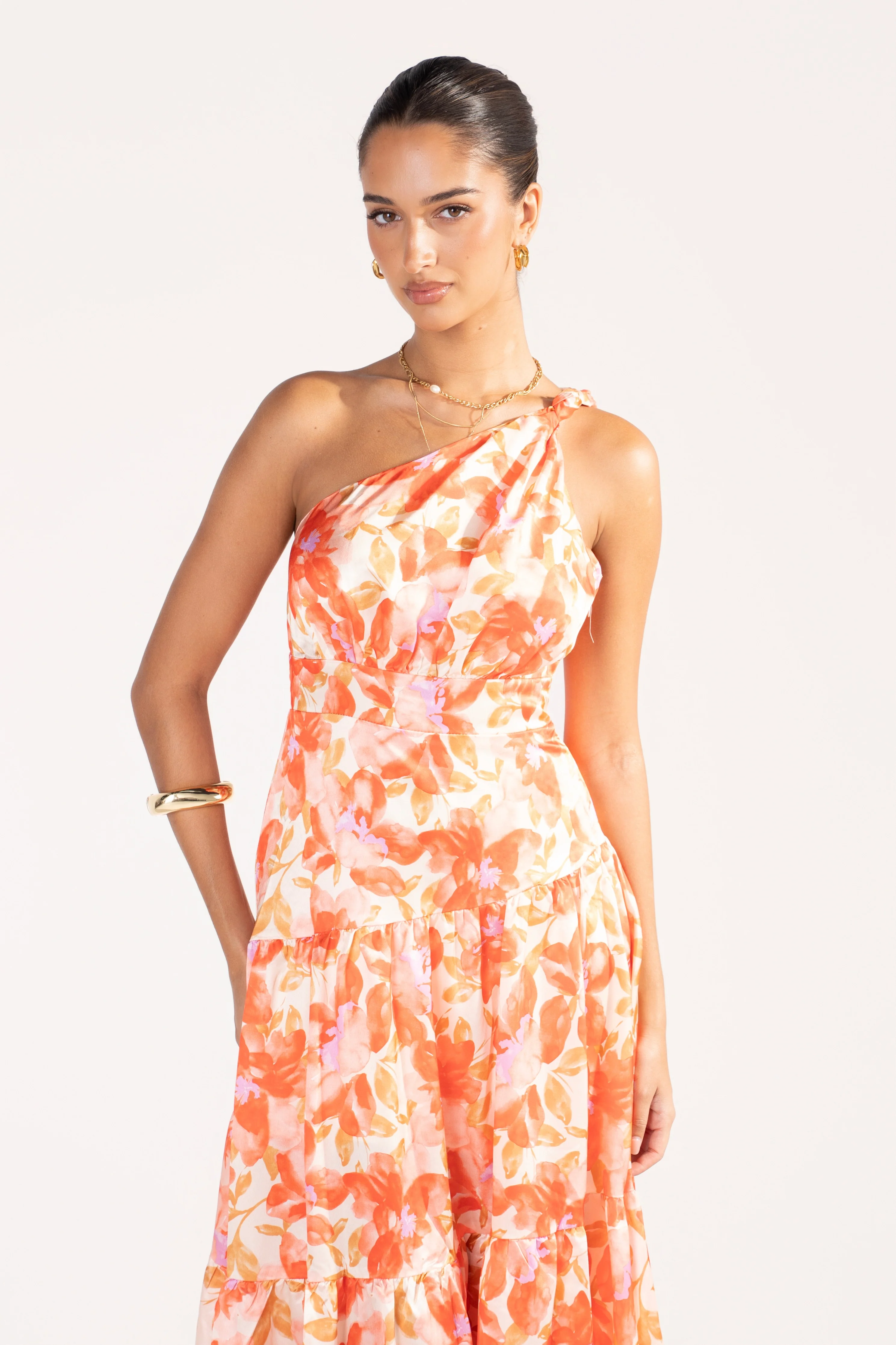 Azaria One Shoulder Floral Print Maxi Dress - Image 4