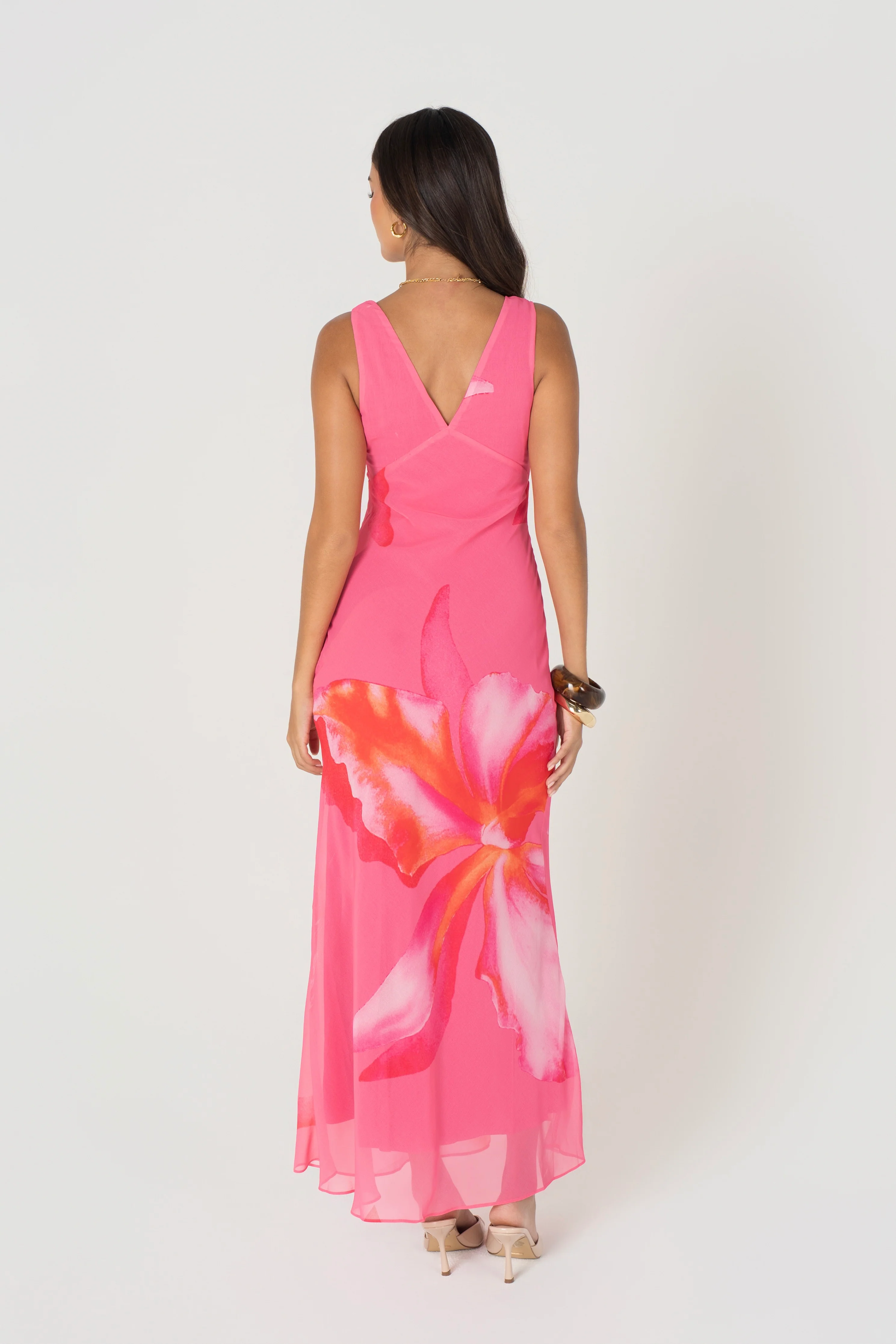 Bailey Pink Floral V-Neck Midi Dress - Image 5