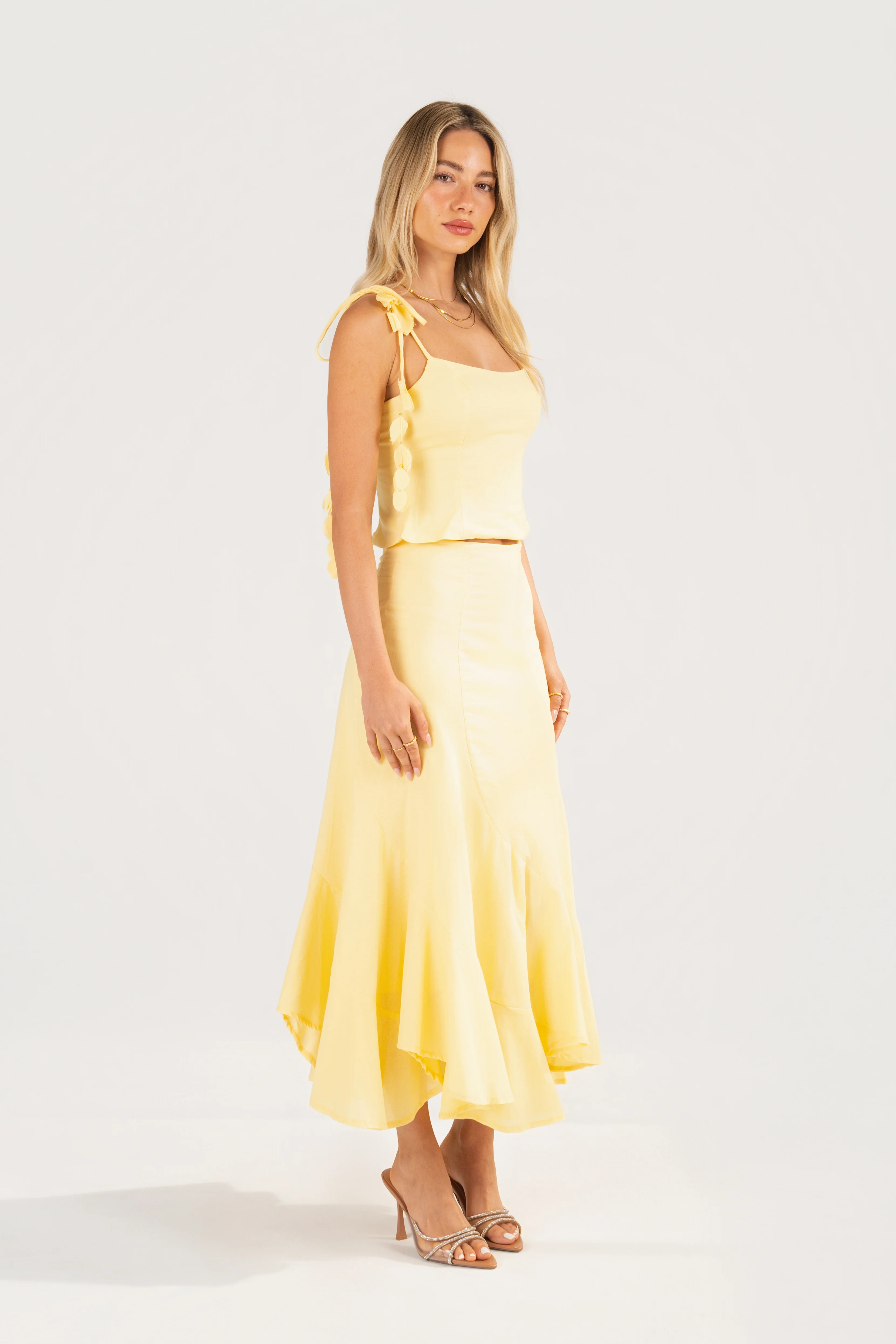 Belle Two Piece Set - Cropped Top with Petals & Maxi Skirt - Image 3