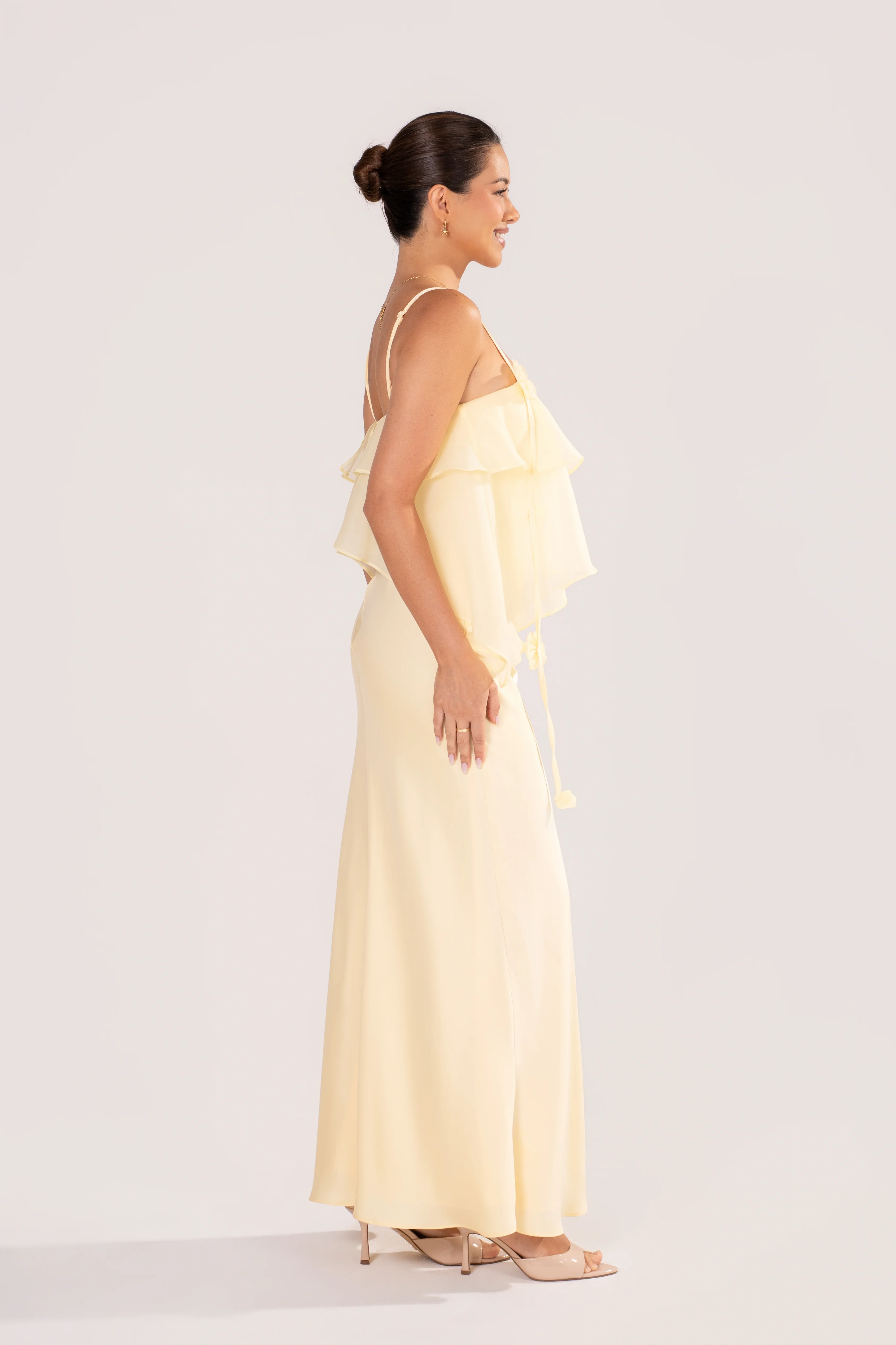 Brea Butter Yellow Ruffle Maxi Dress - Image 2