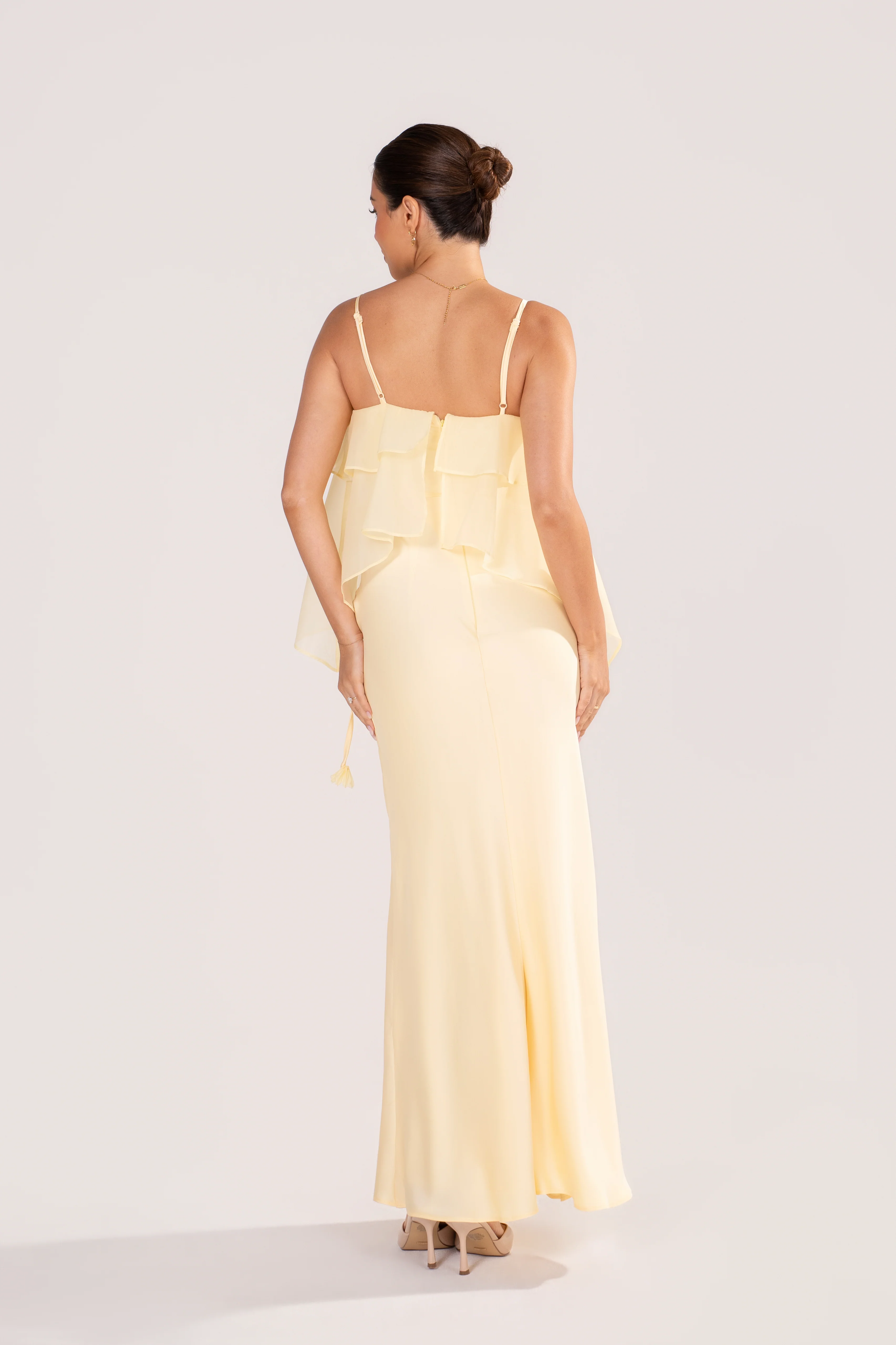 Brea Butter Yellow Ruffle Maxi Dress - Image 3