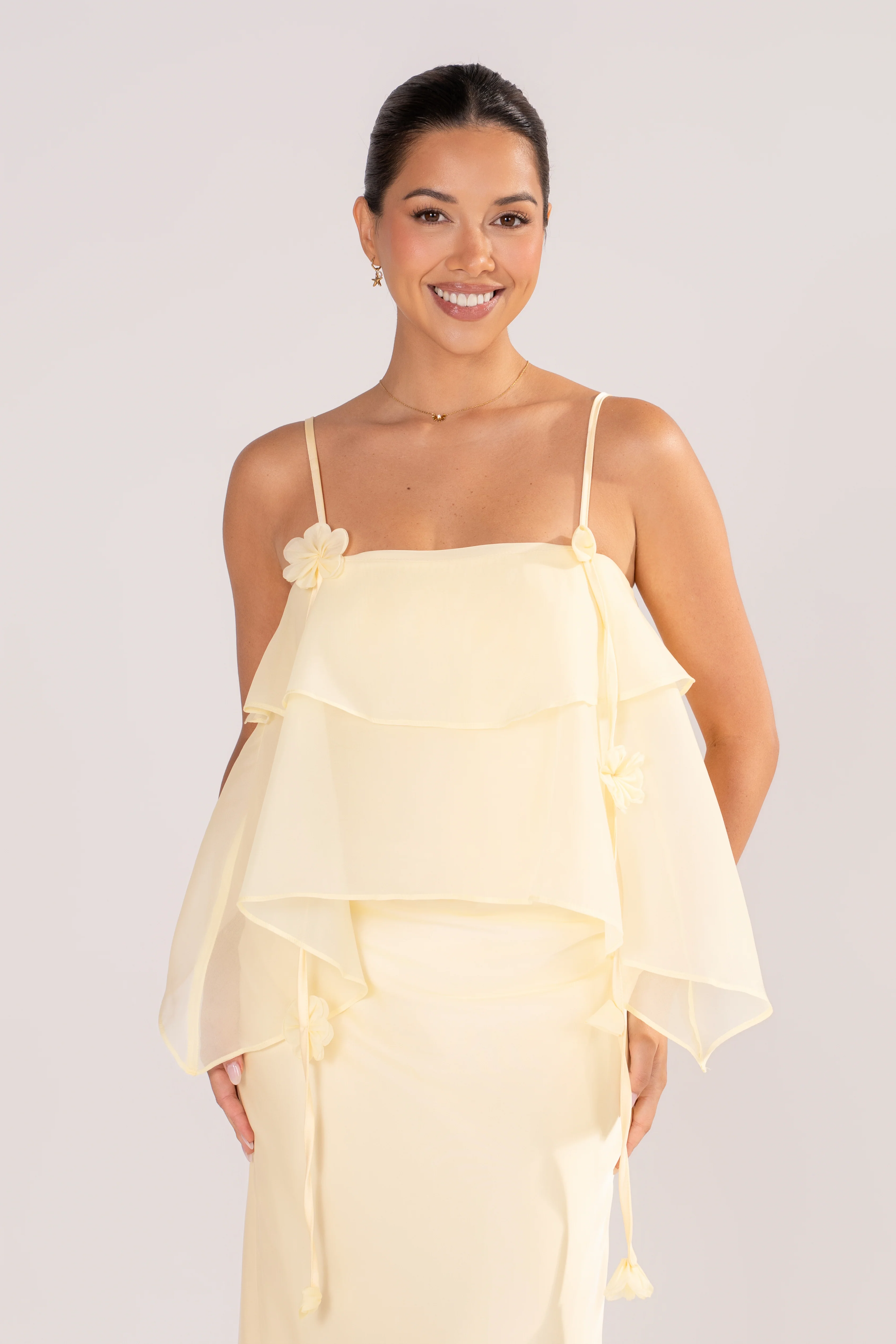 Brea Butter Yellow Ruffle Maxi Dress - Image 4