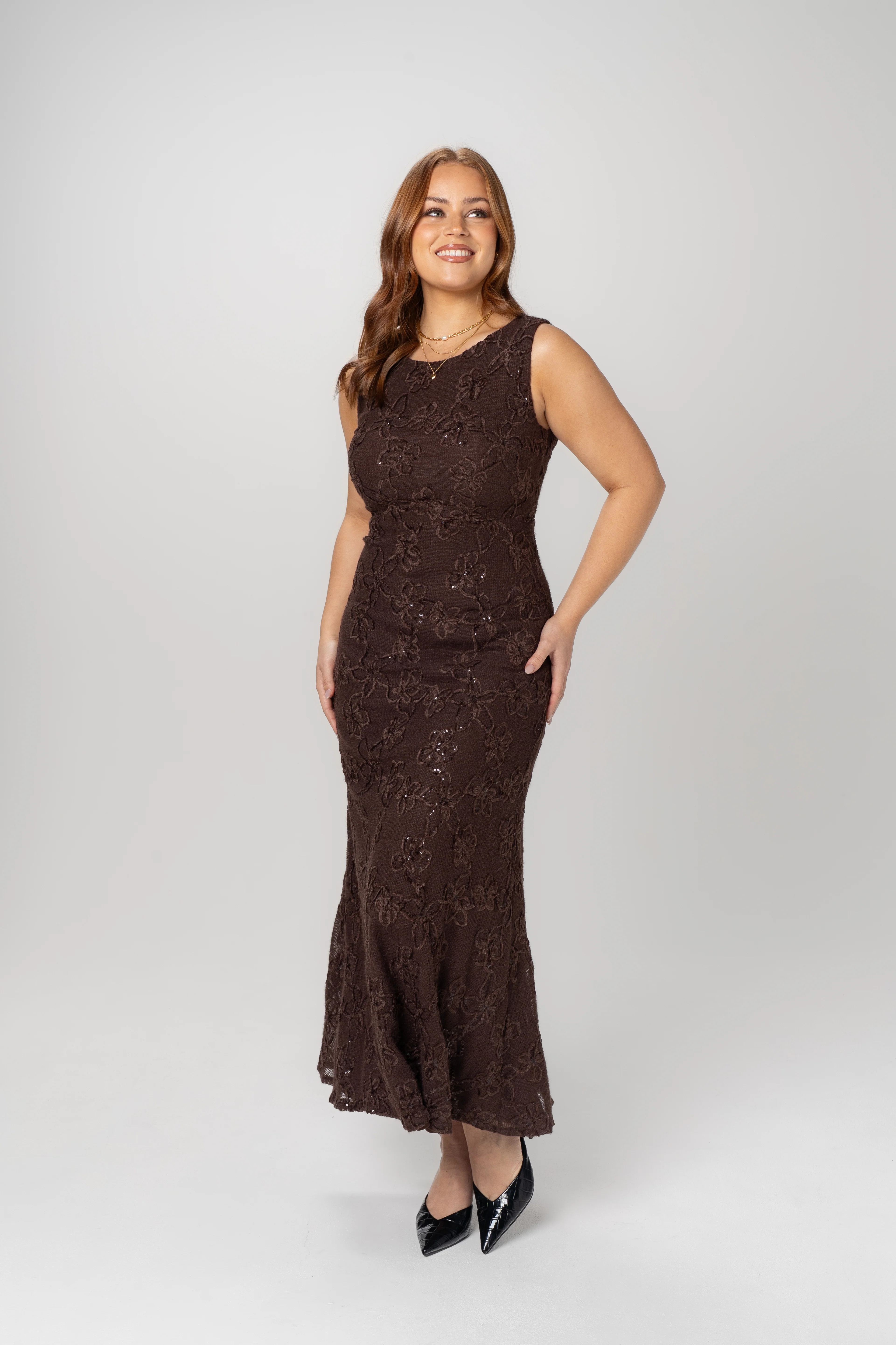 Briony Chocolate Cocktail Midi Dress