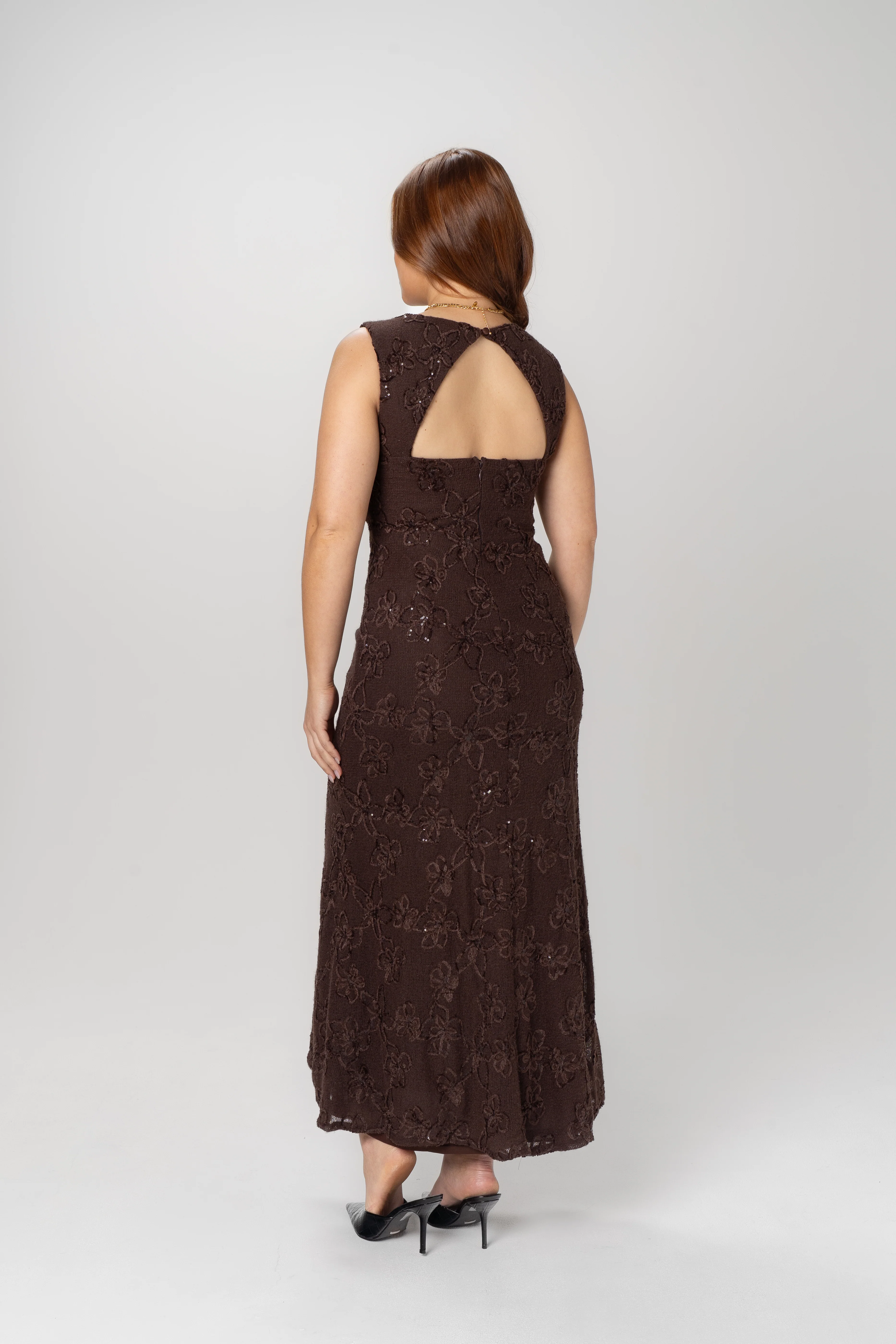 Briony Chocolate Cocktail Midi Dress - Image 2