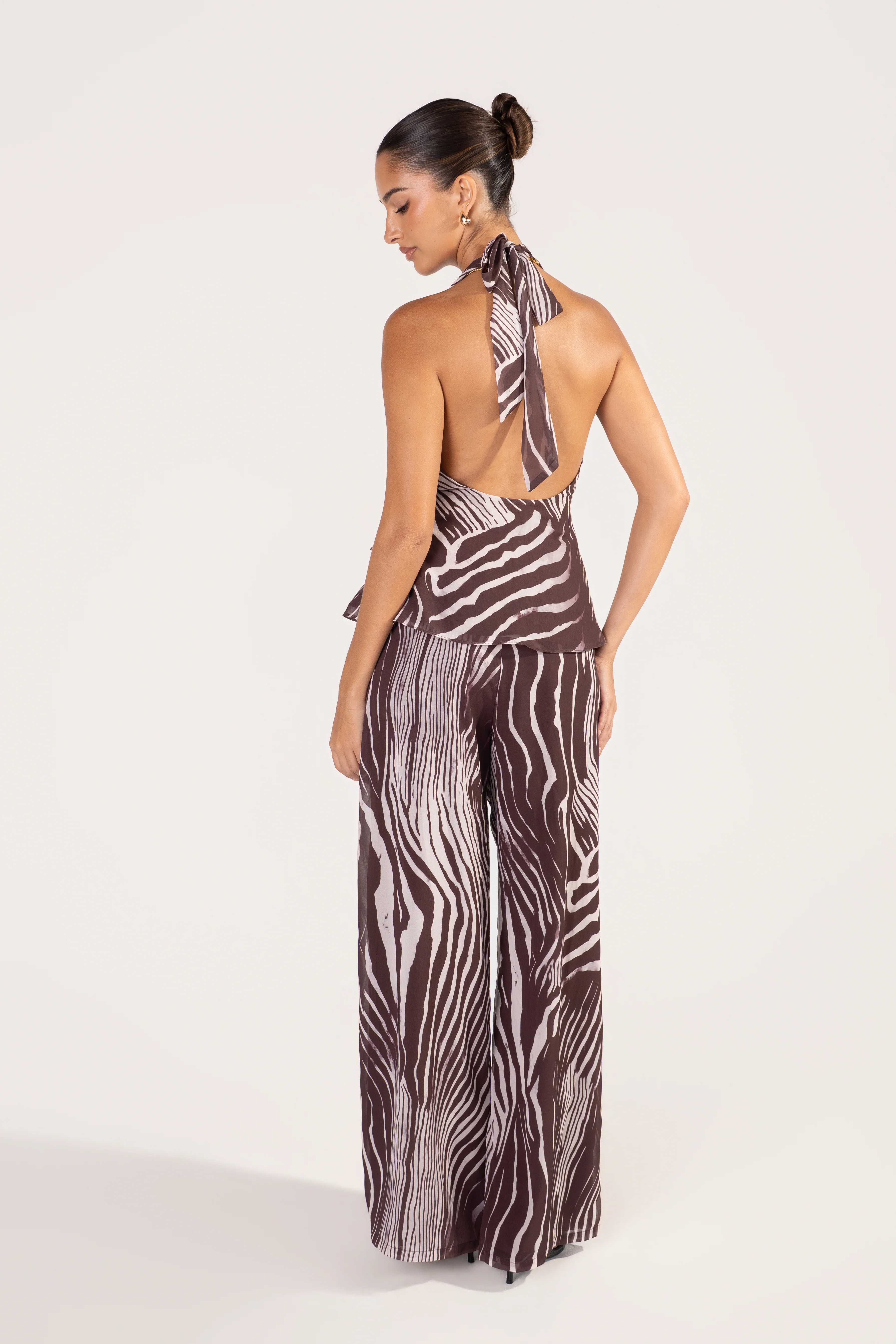 Callan Zebra Print Set - Halter Top & Wide Leg Pants - Image 4