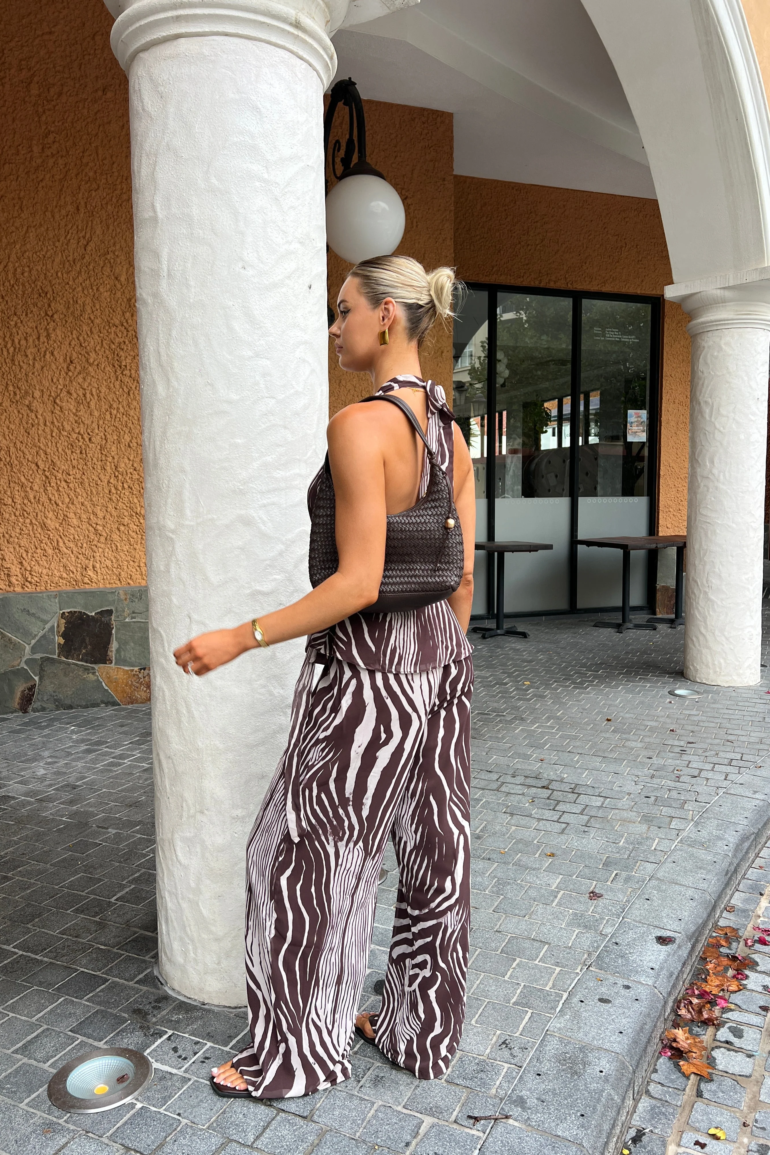 Callan Zebra Print Set - Halter Top & Wide Leg Pants - Image 6