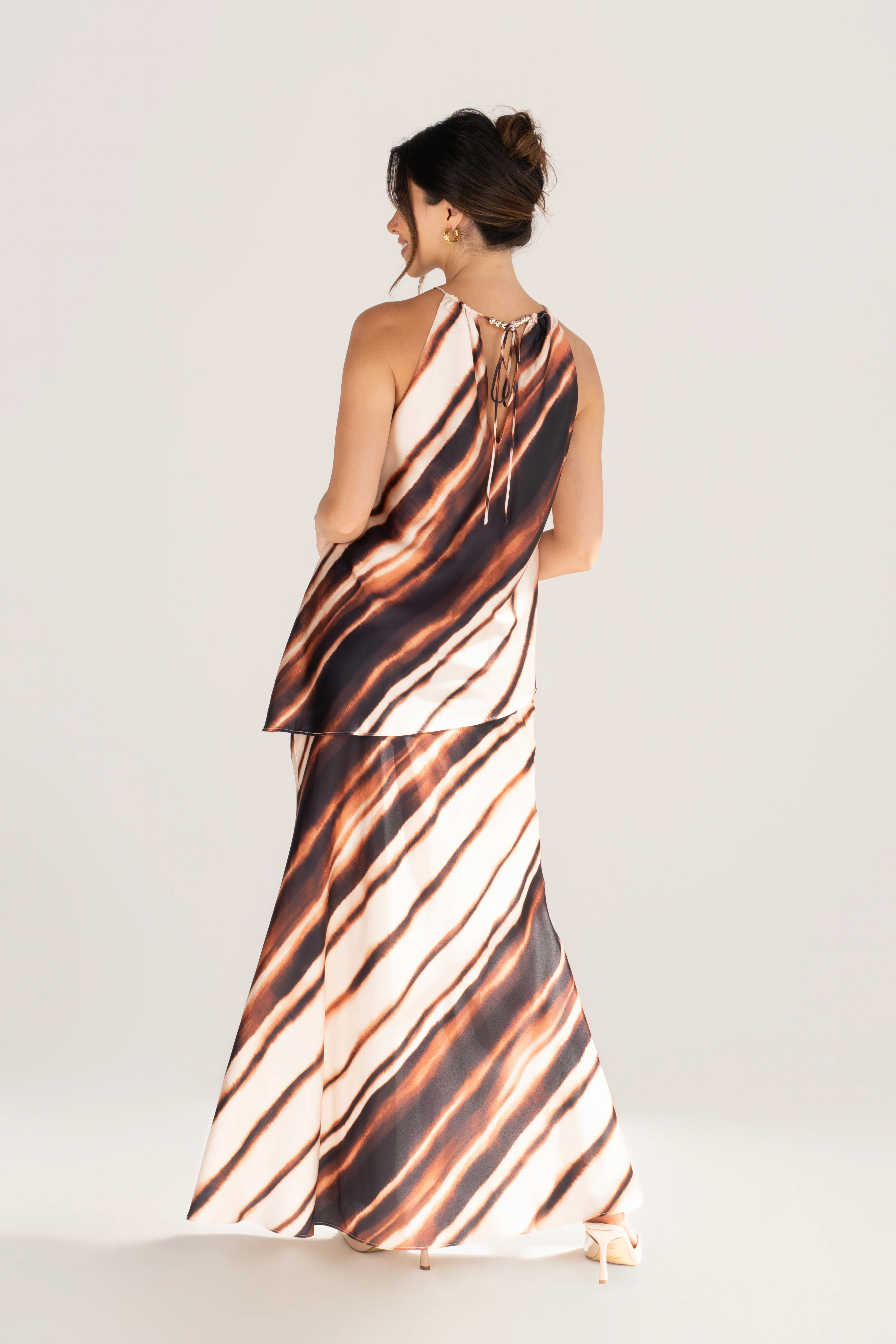 Calyra Halter Drape Top & Maxi Skirt Set - Image 3