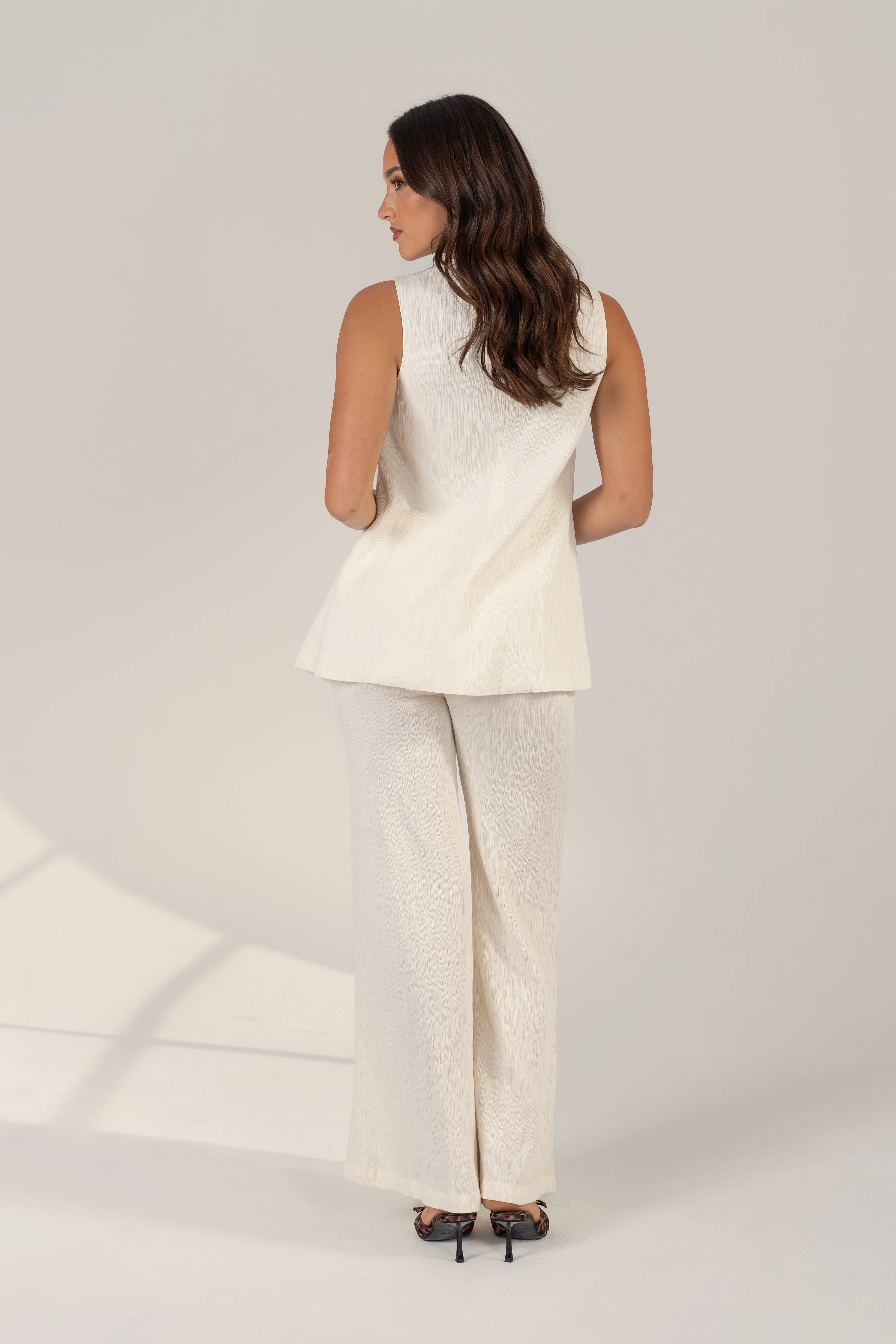 Carina Set - Matching White Vest Top & Wide-Leg Pants - Image 3