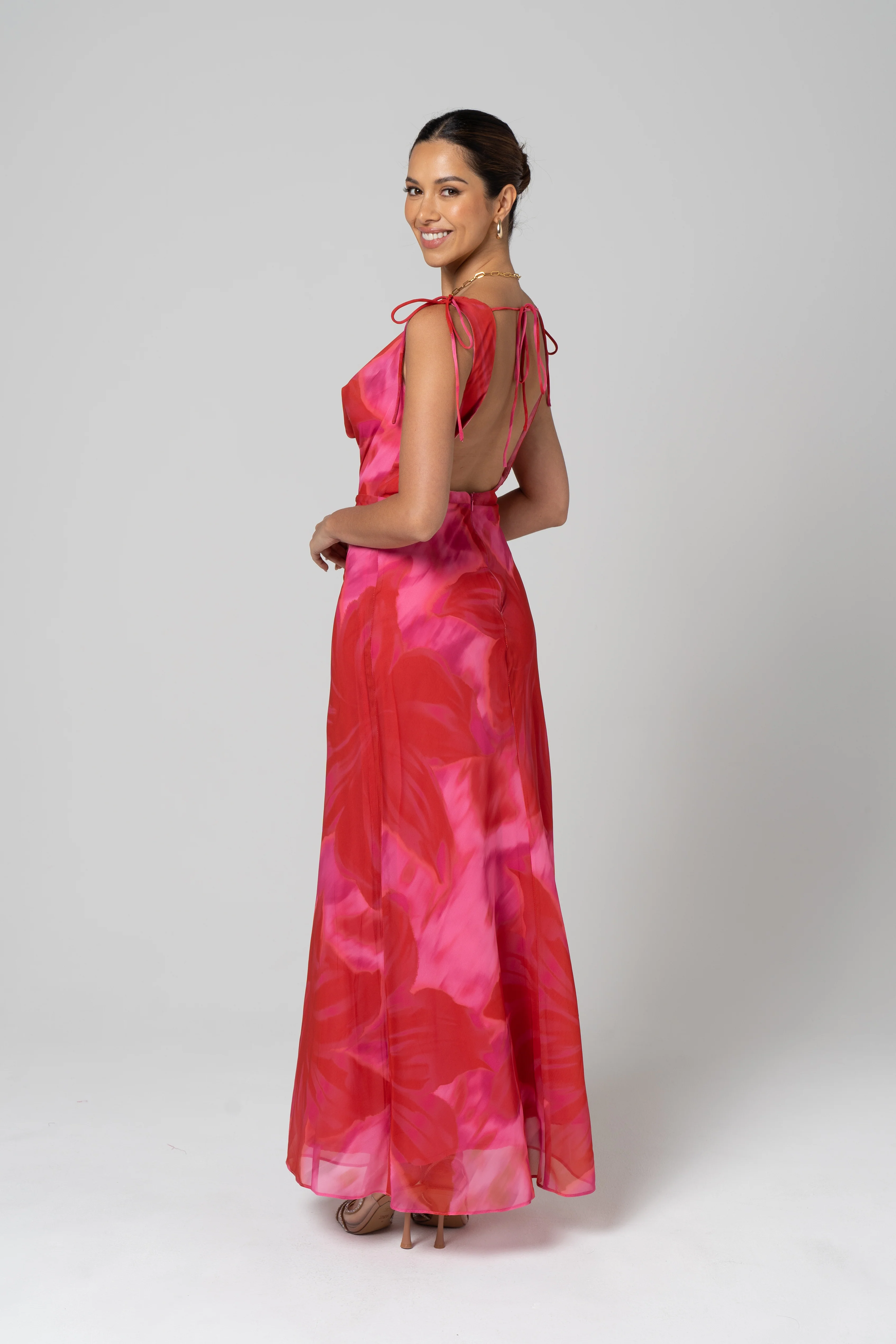 Catalina Cowl Neck Pink Cocktail Dress - Image 2