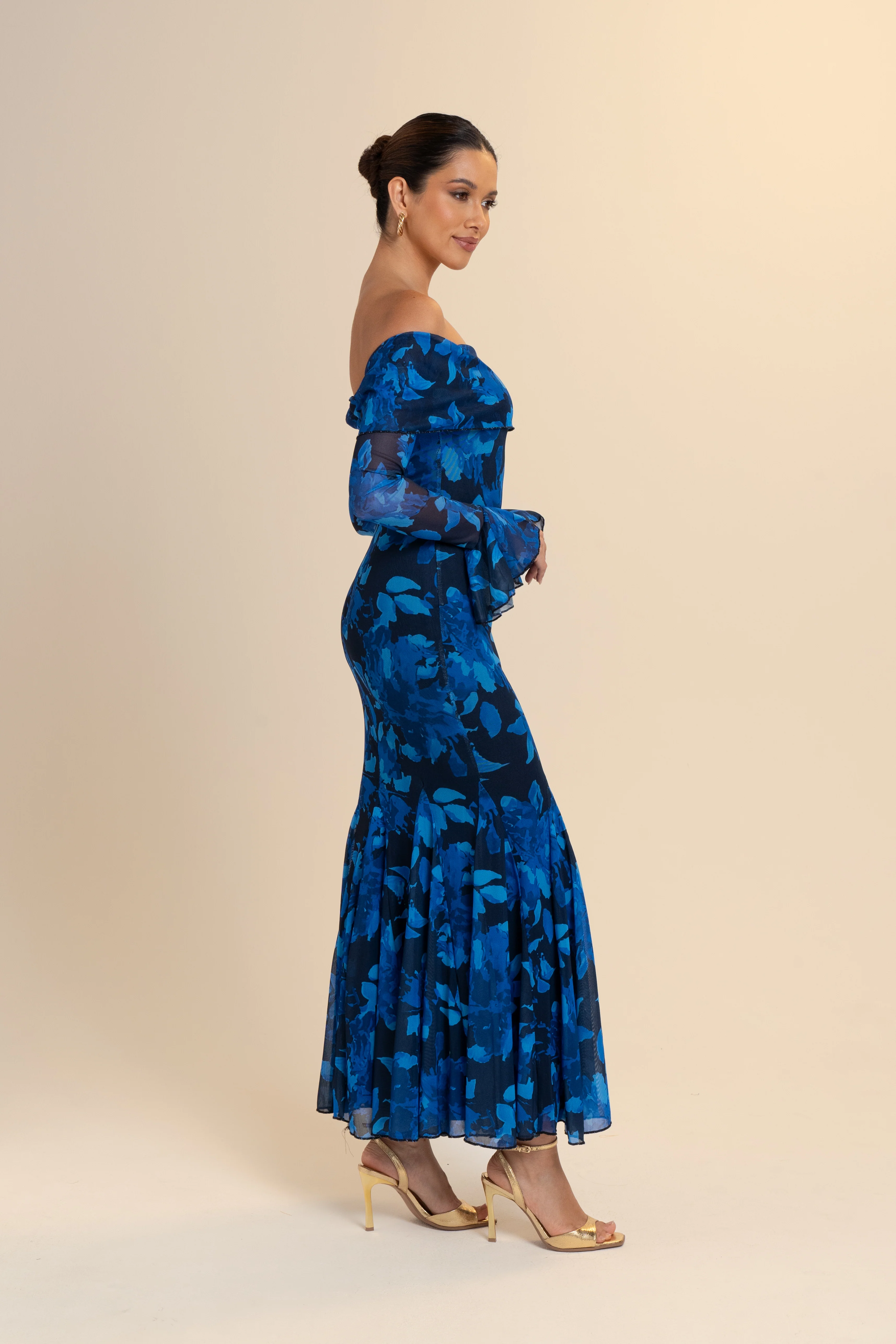 Charlese Long Sleeve Off Shoulder Midi Dress - Image 2