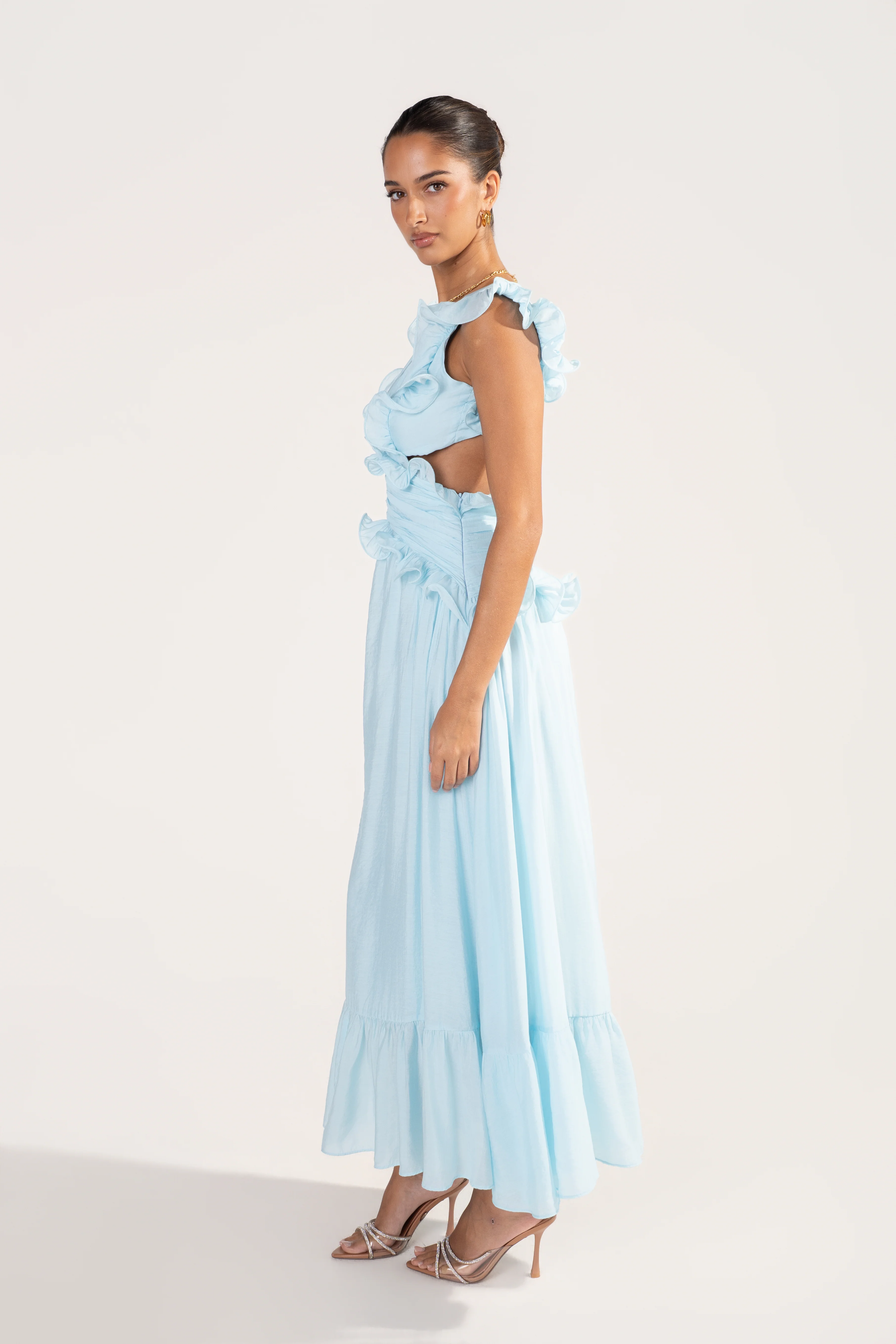 Clarisse Ruffle Trim Open Back Maxi Dress - Image 3