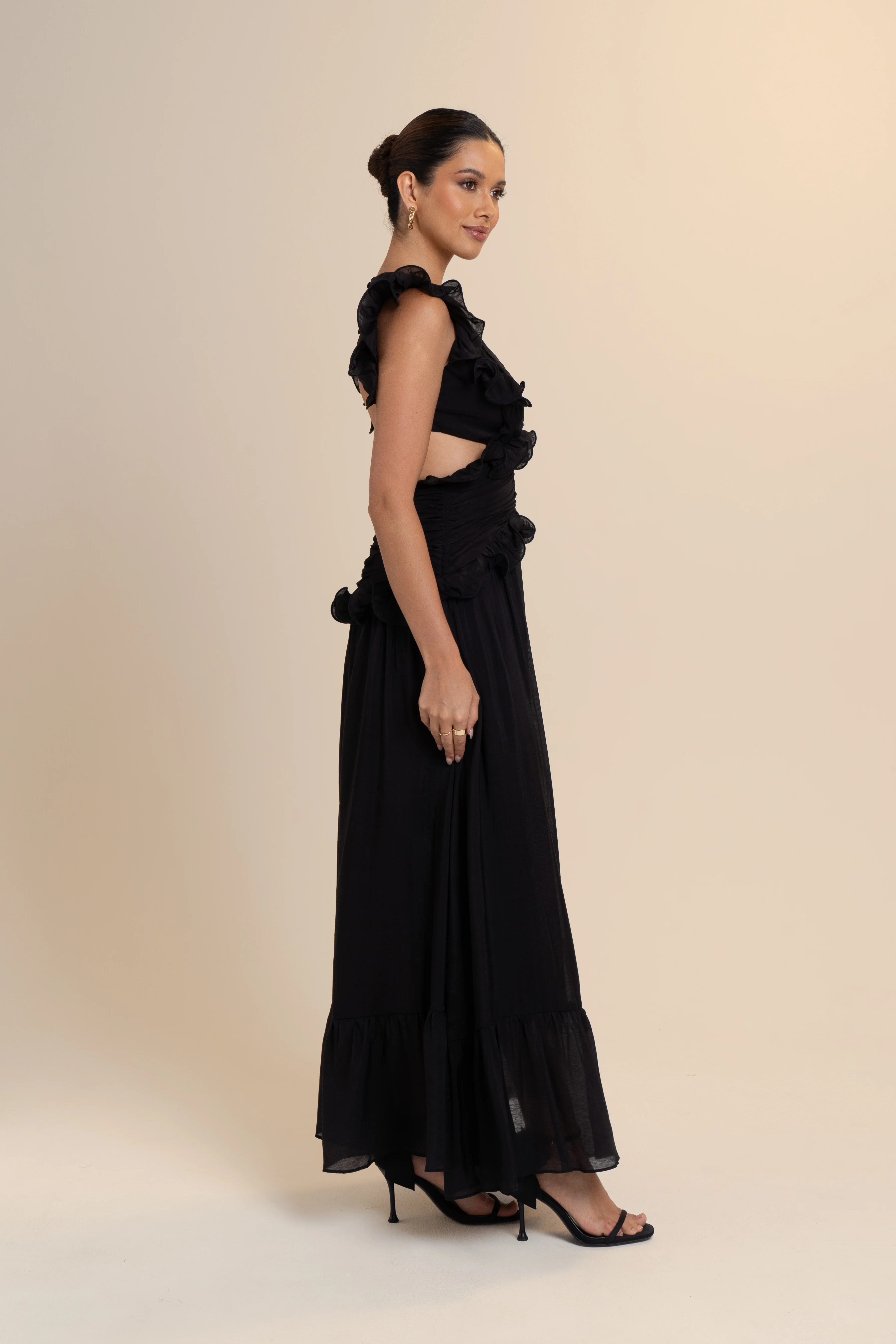 Clarisse Ruffle Trim Open Back Maxi Dress - Image 7