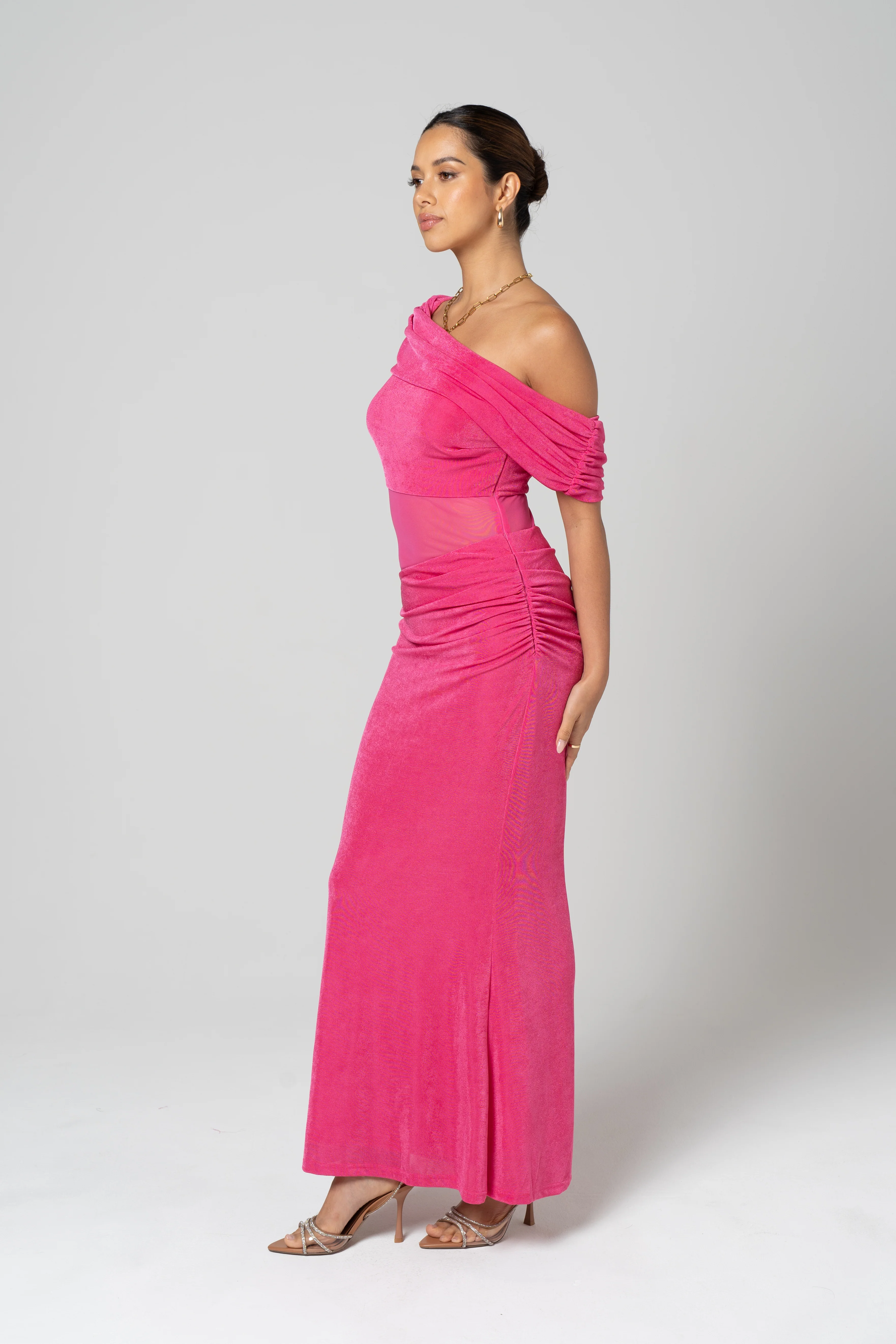 Claudette Fuschia Drop Shoulder Maxi Dress - Image 2
