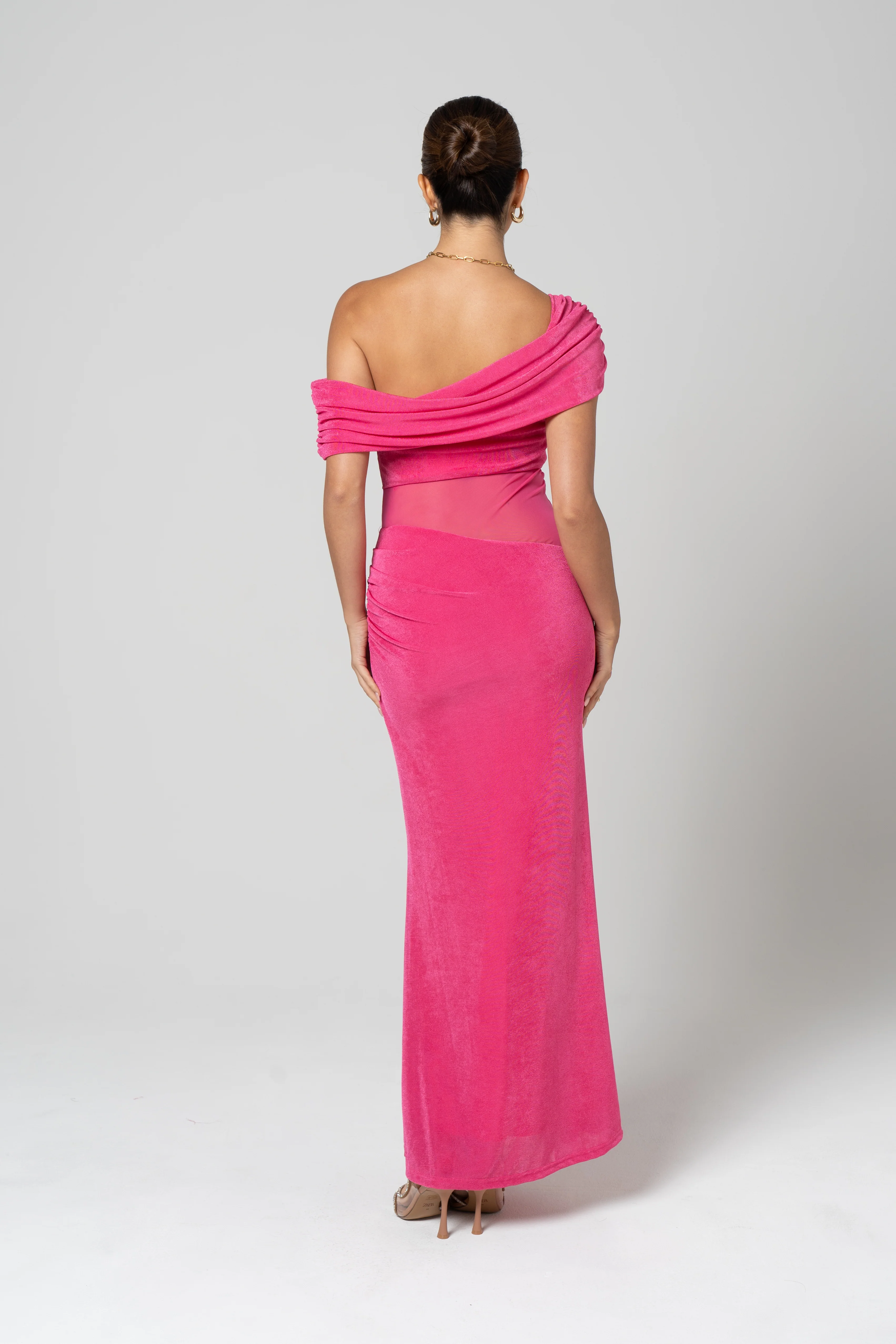 Claudette Fuschia Drop Shoulder Maxi Dress - Image 3