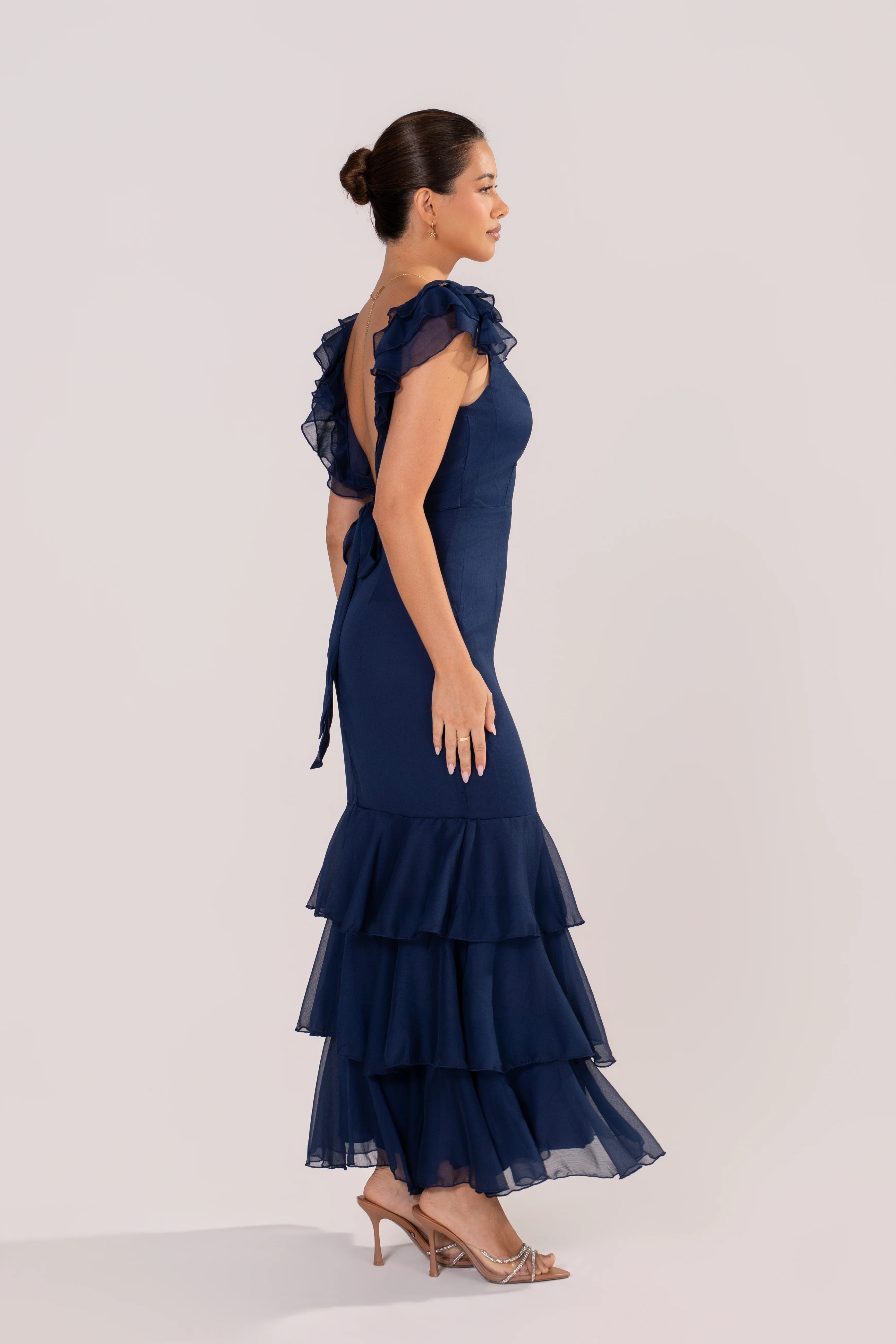 Colette Blue Ruffle Fishtail Hem Cocktail Dress - Image 2