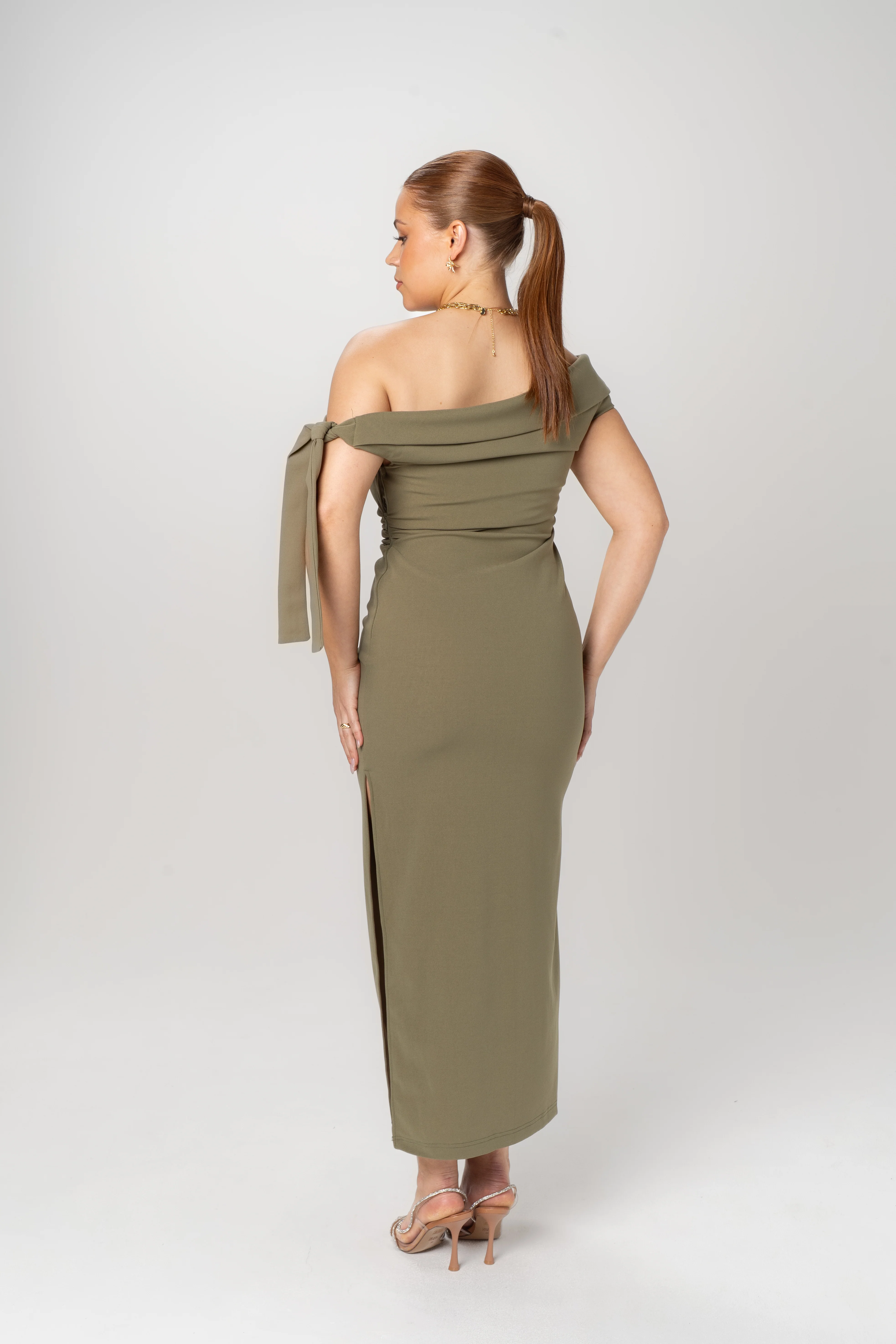 Cynthia Off-Shoulder Red Midi Dress - Image 7