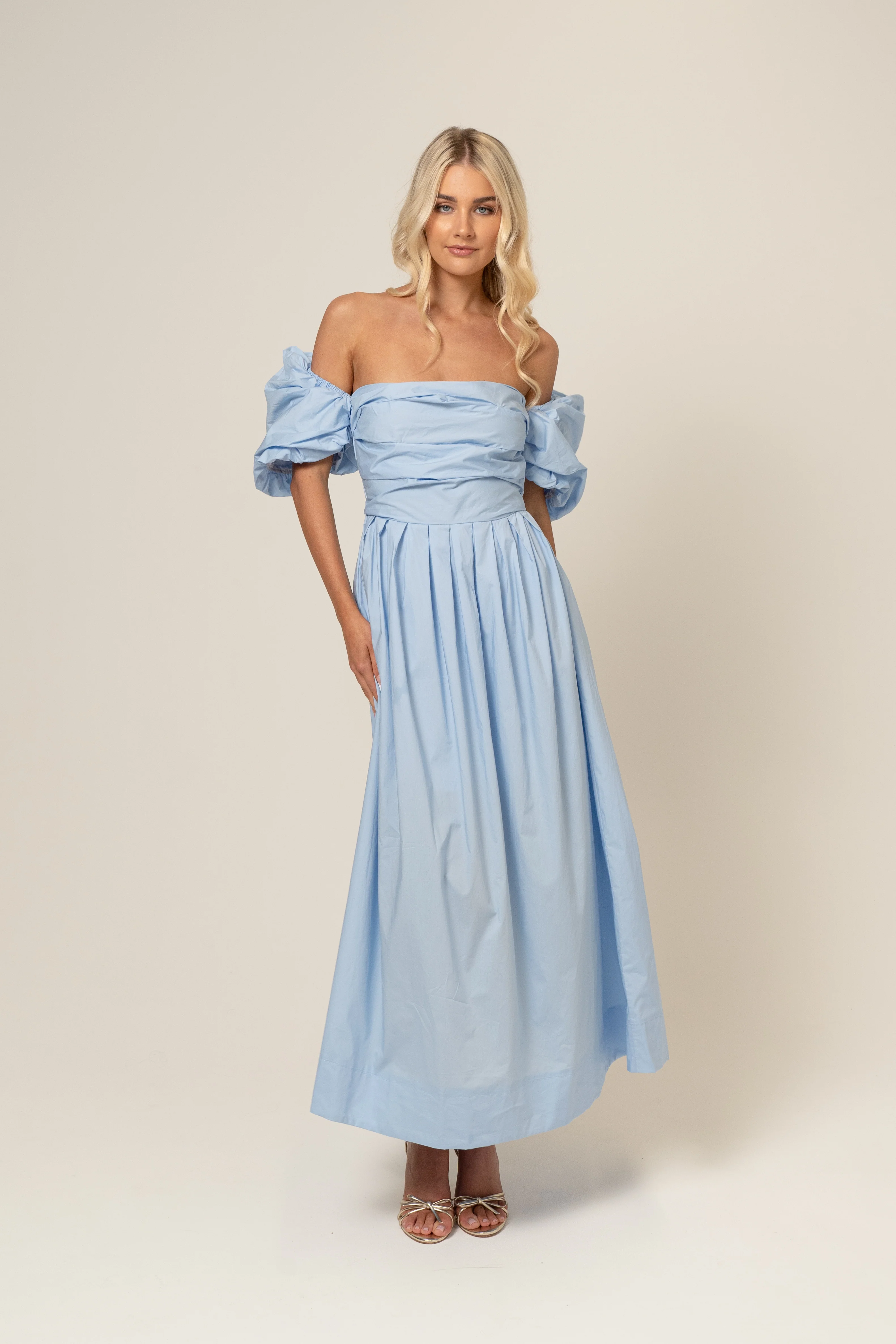 Dahlia Off Shoulder Puffed Sleeve Midi Dress - Image 4
