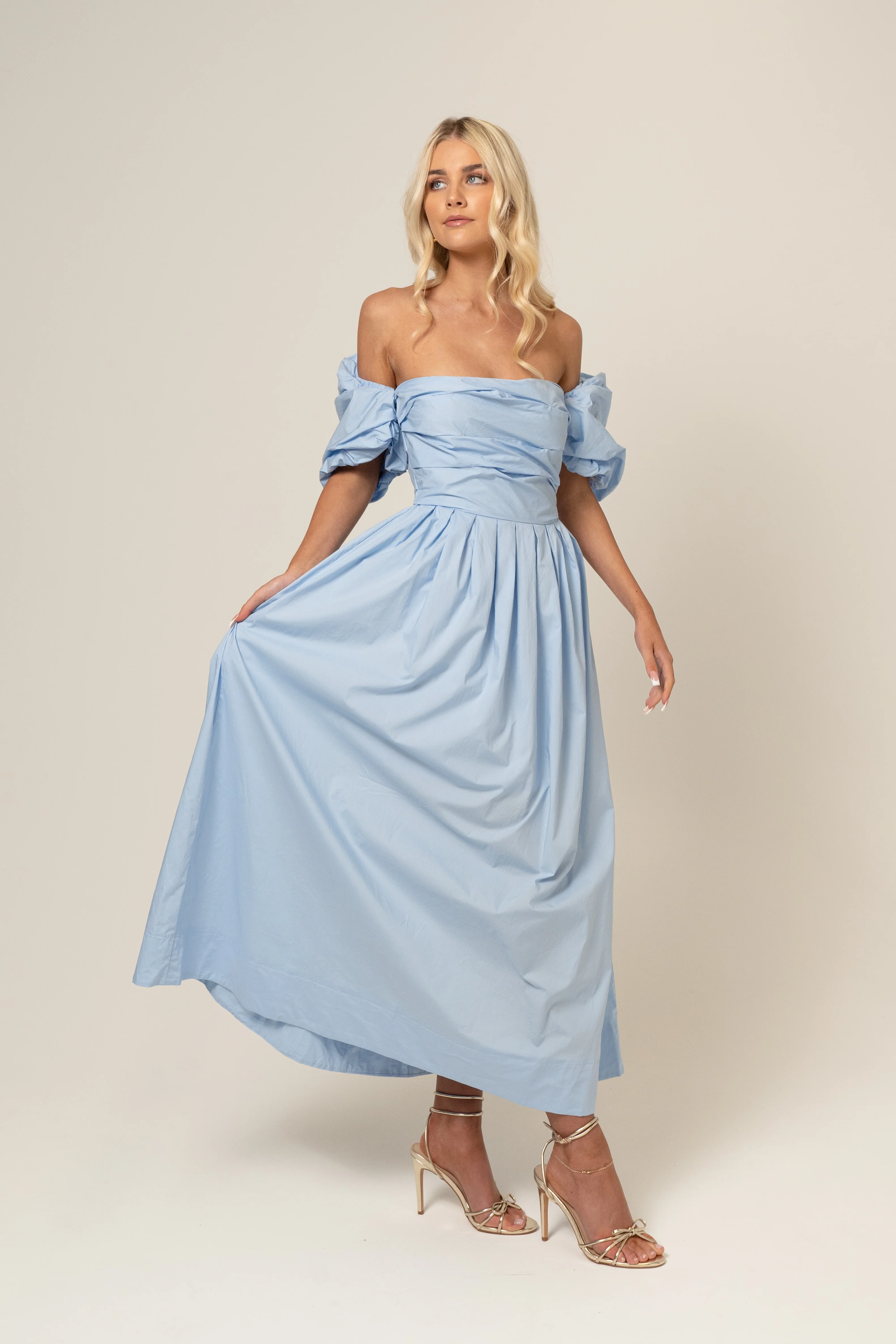 Dahlia Off Shoulder Puffed Sleeve Midi Dress - Image 5