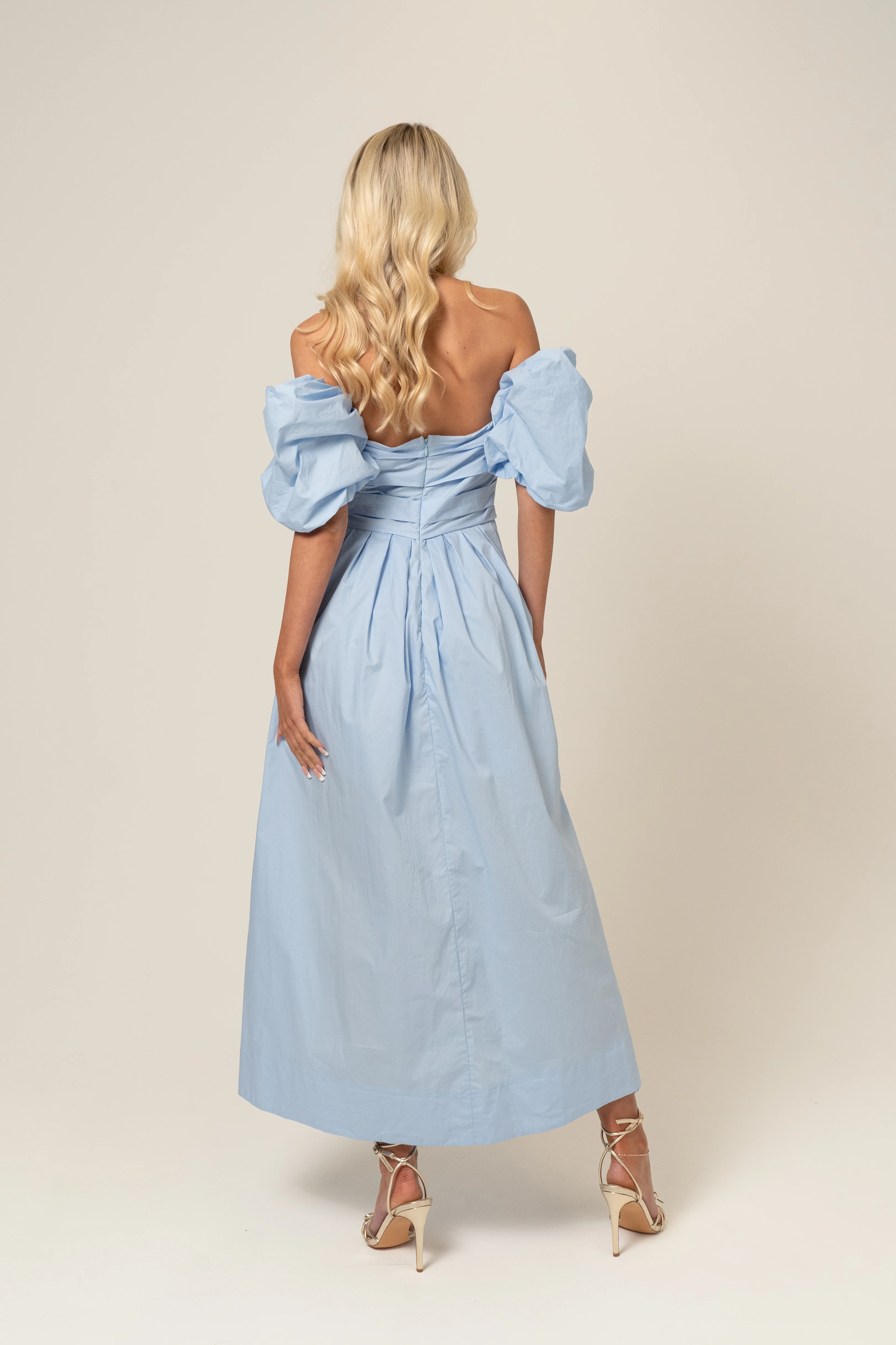 Dahlia Off Shoulder Puffed Sleeve Midi Dress - Image 6